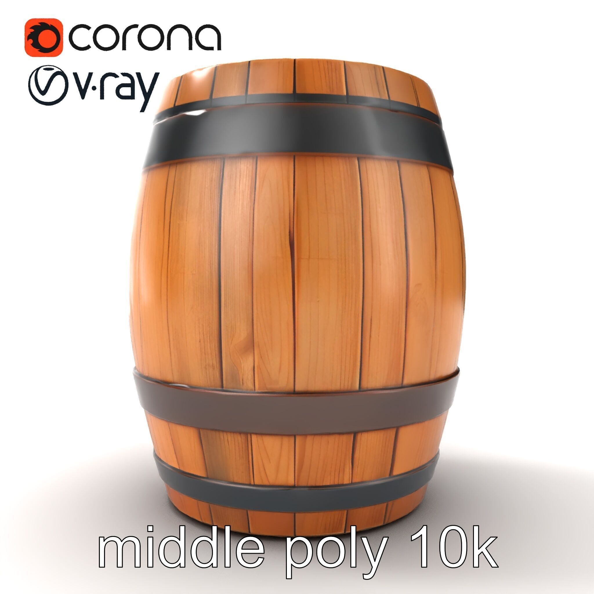 Small Wooden Barrel Weathered Look model pack Low-poly 3D model_18