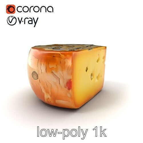 Artisanal Cheese Wheel with Rind Texturing model pack Low-poly 3D model 5