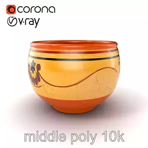 Hand-Painted Pottery Bowl Traditional Craft model pack Low-poly 3D model