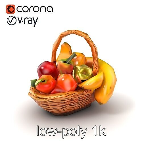 Vibrant Fruit Basket Harvest Display model pack Low-poly 3D model 5