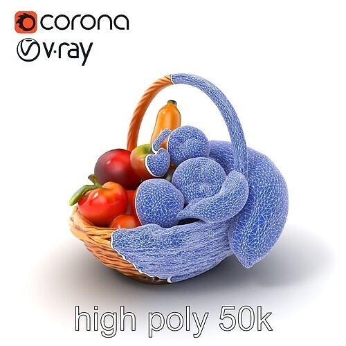 Vibrant Fruit Basket Harvest Display model pack Low-poly 3D model 2
