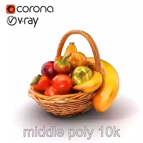 Vibrant Fruit Basket Harvest Display model pack Low-poly 3D model