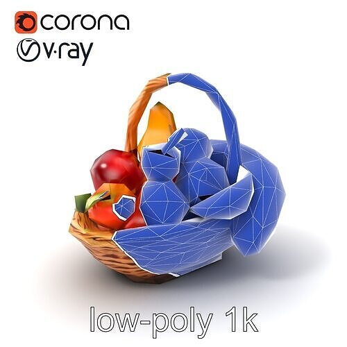 Vibrant Fruit Basket Harvest Display model pack Low-poly 3D model 7