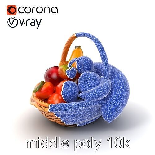 Vibrant Fruit Basket Harvest Display model pack Low-poly 3D model 6