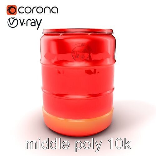 High-Gloss Cherry Red Plastic Drum Model Pack Low-poly 3D model