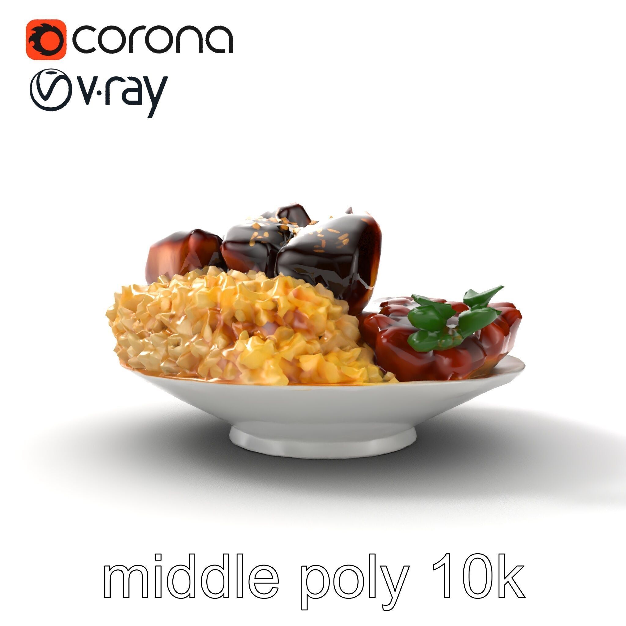 Mole Poblano Plate with Chicken and Sides model pack Low-poly 3D model_30