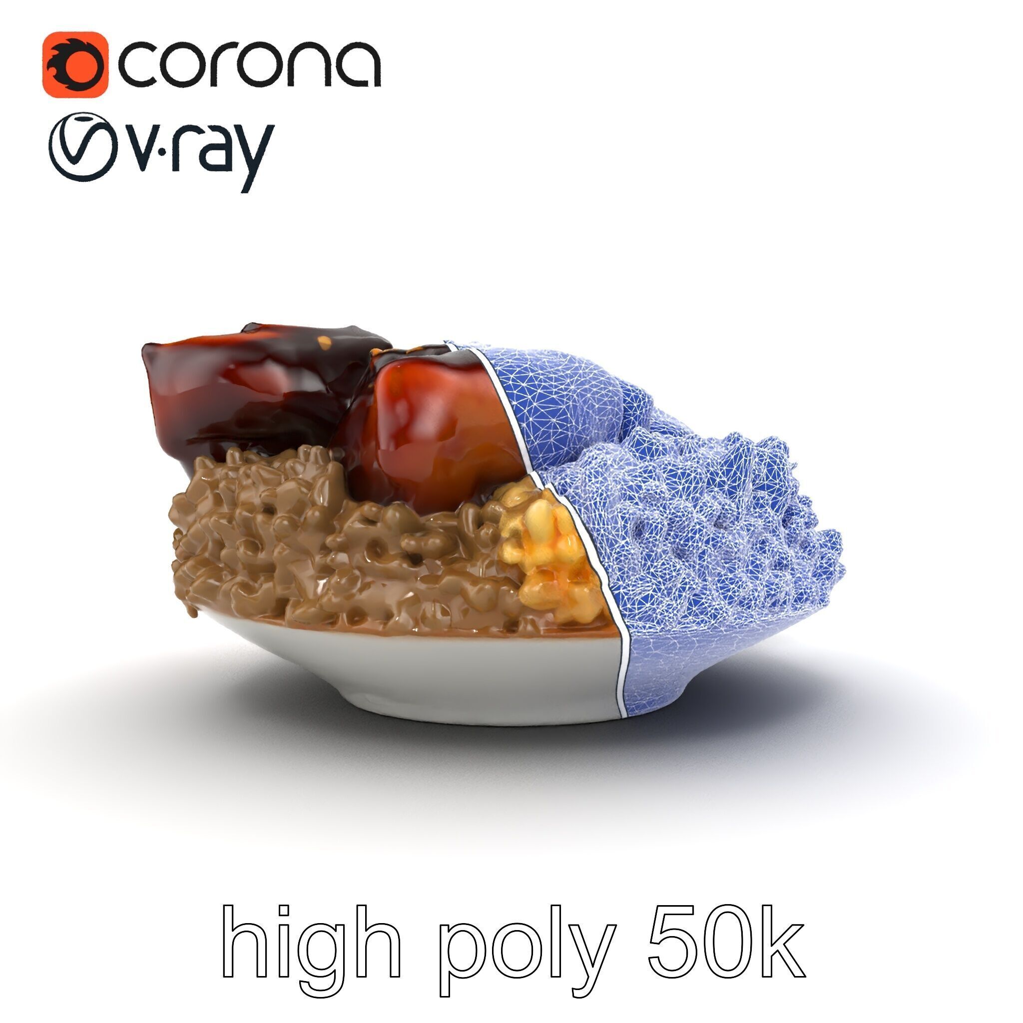 Mole Poblano Plate with Chicken and Sides model pack Low-poly 3D model_22