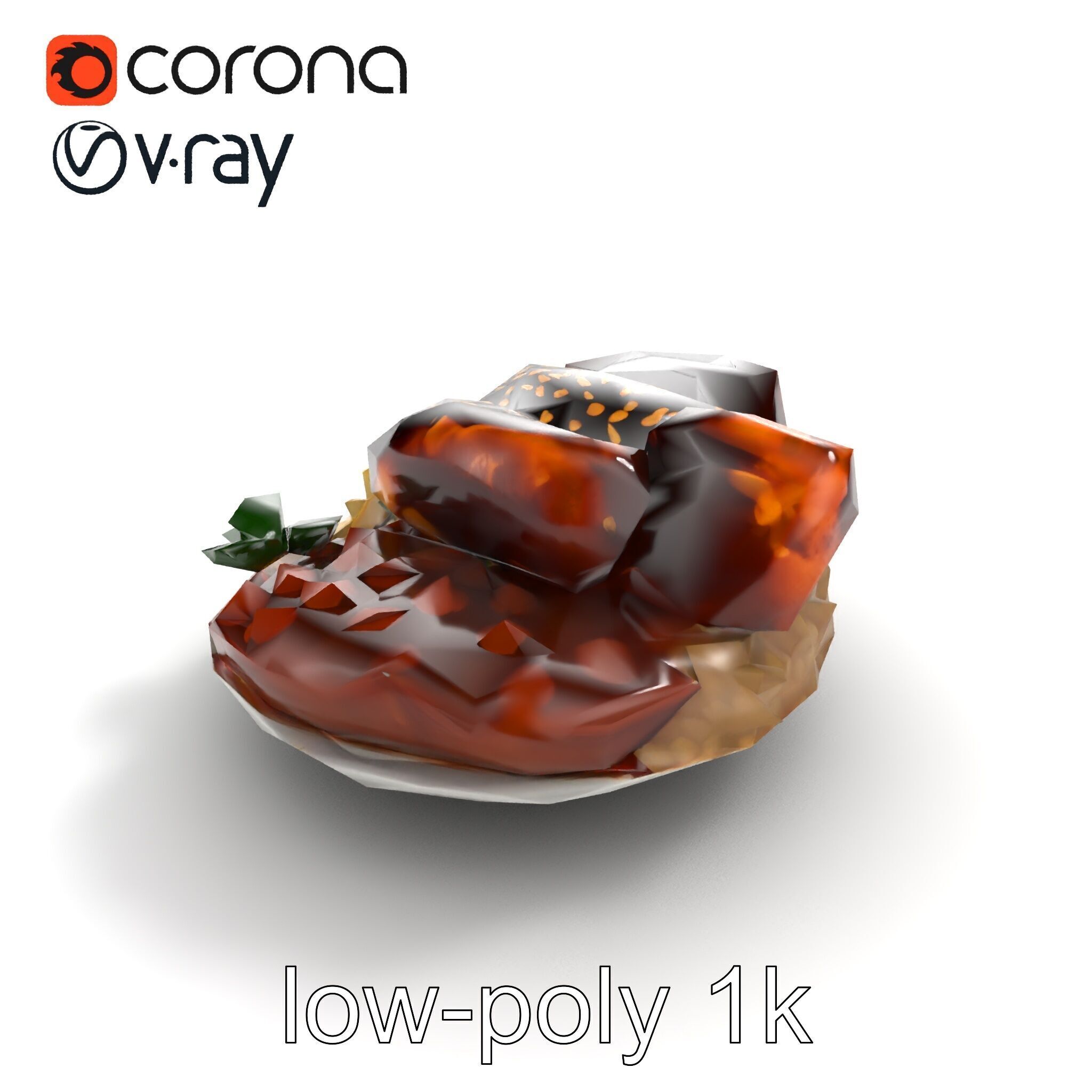 Mole Poblano Plate with Chicken and Sides model pack Low-poly 3D model_9