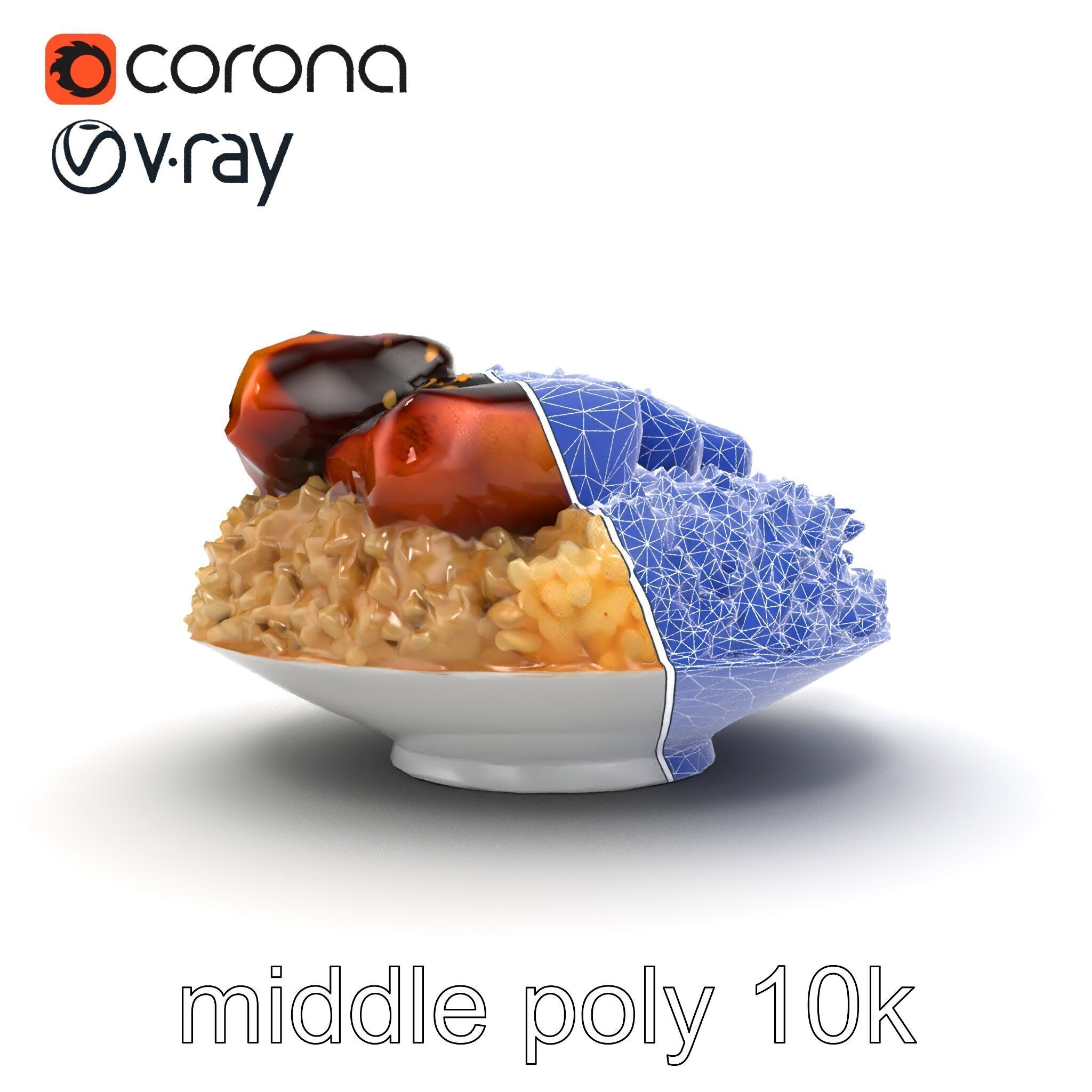 Mole Poblano Plate with Chicken and Sides model pack Low-poly 3D model_29