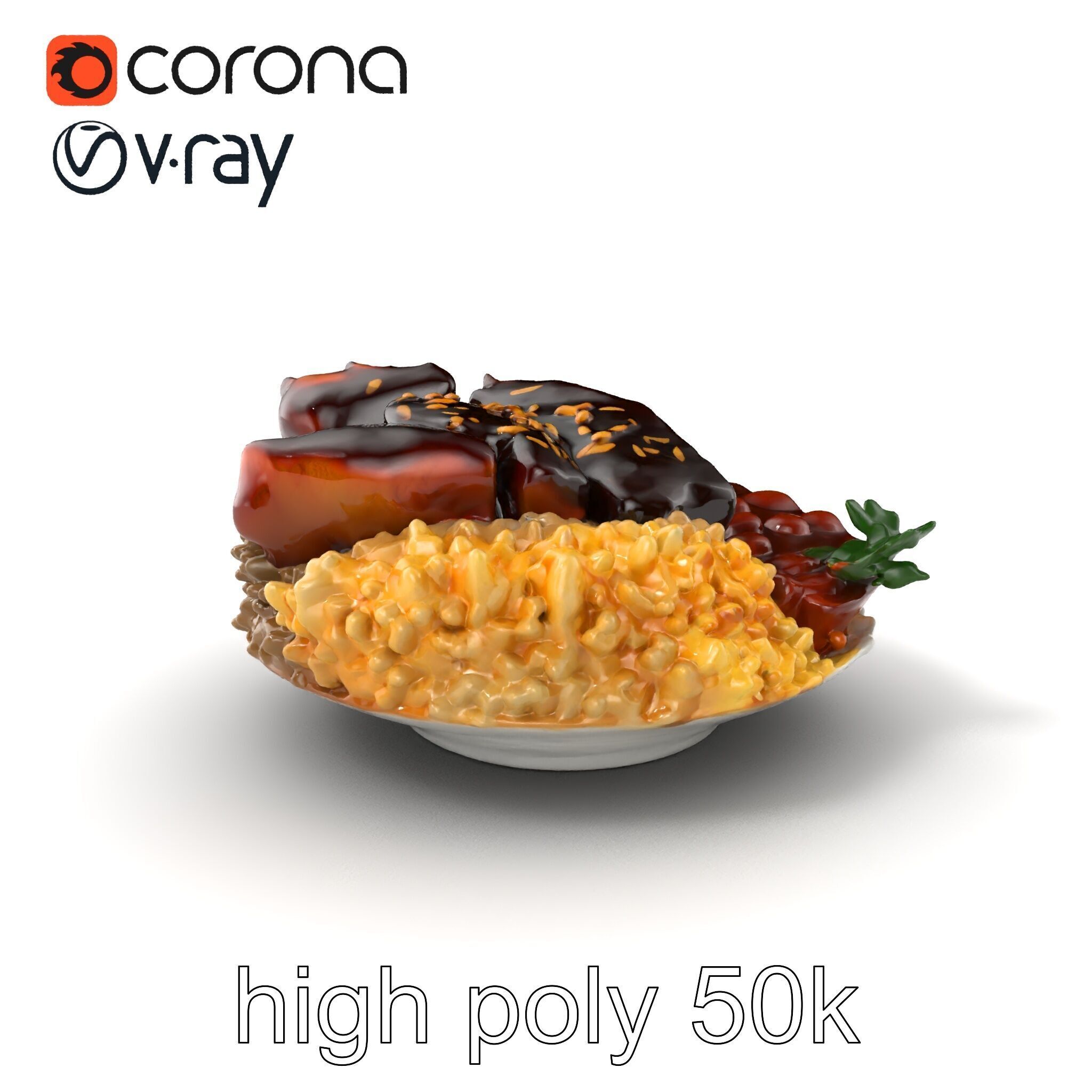 Mole Poblano Plate with Chicken and Sides model pack Low-poly 3D model_2