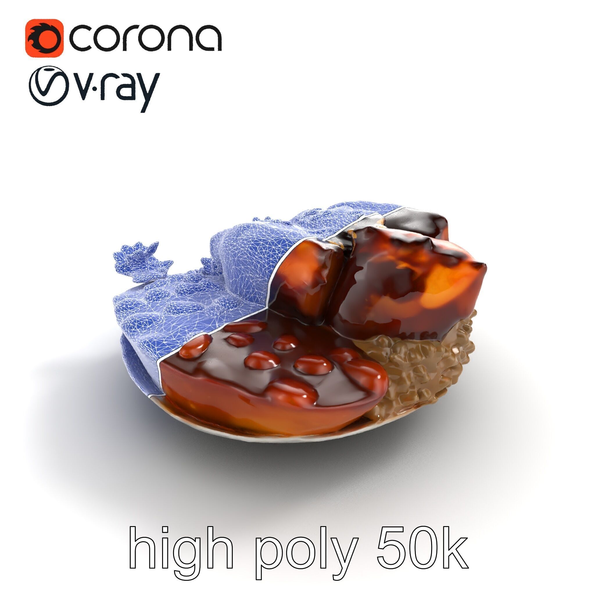 Mole Poblano Plate with Chicken and Sides model pack Low-poly 3D model_32