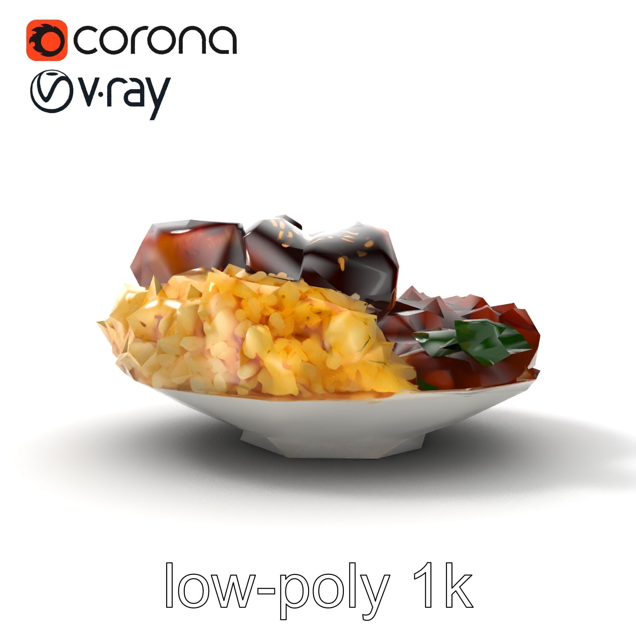 Mole Poblano Plate with Chicken and Sides model pack Low-poly 3D model_21