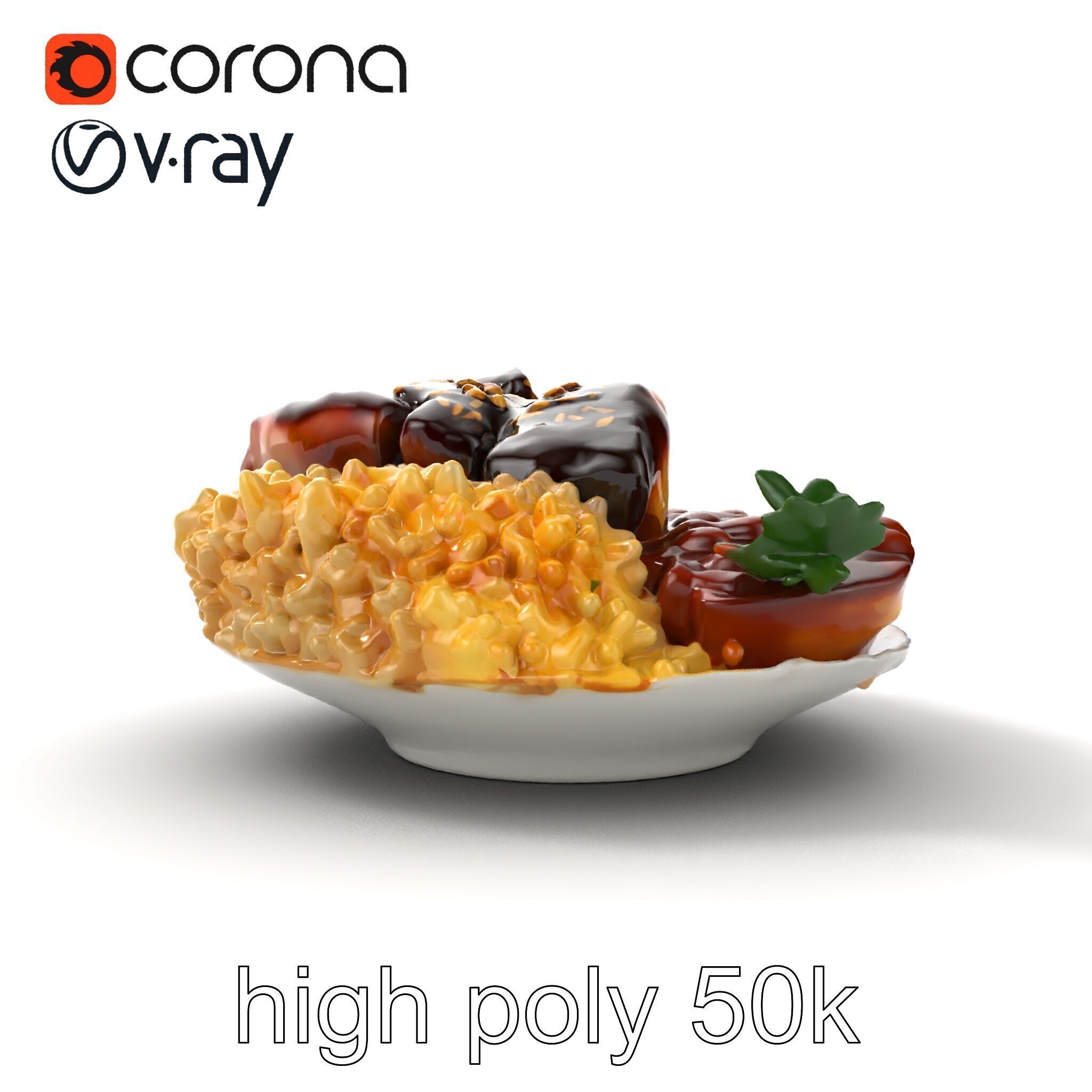 Mole Poblano Plate with Chicken and Sides model pack Low-poly 3D model_25