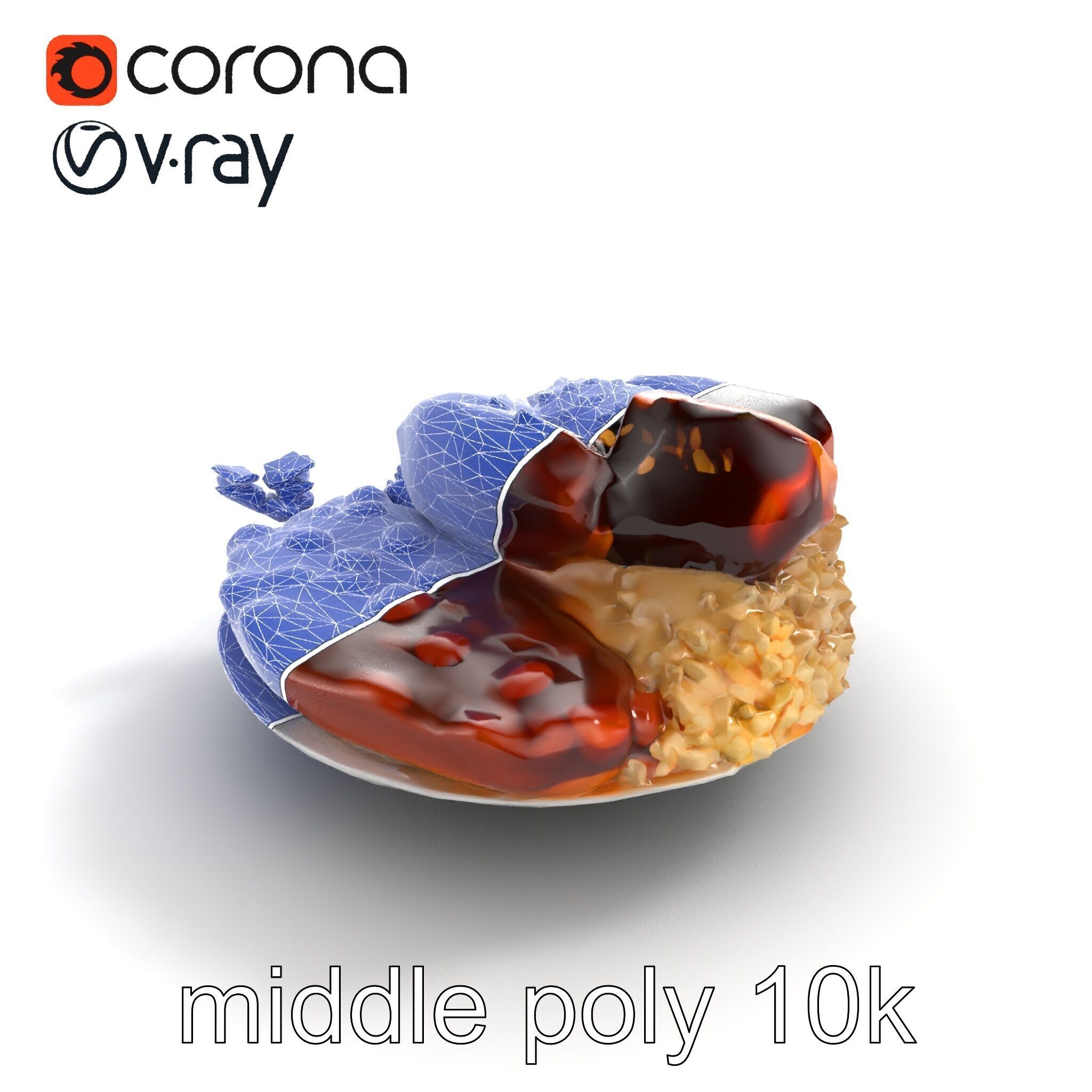 Mole Poblano Plate with Chicken and Sides model pack Low-poly 3D model_12