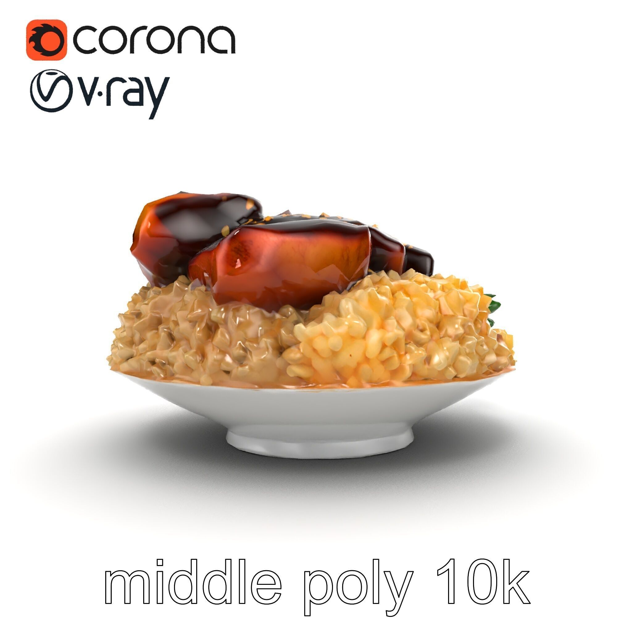 Mole Poblano Plate with Chicken and Sides model pack Low-poly 3D model_26