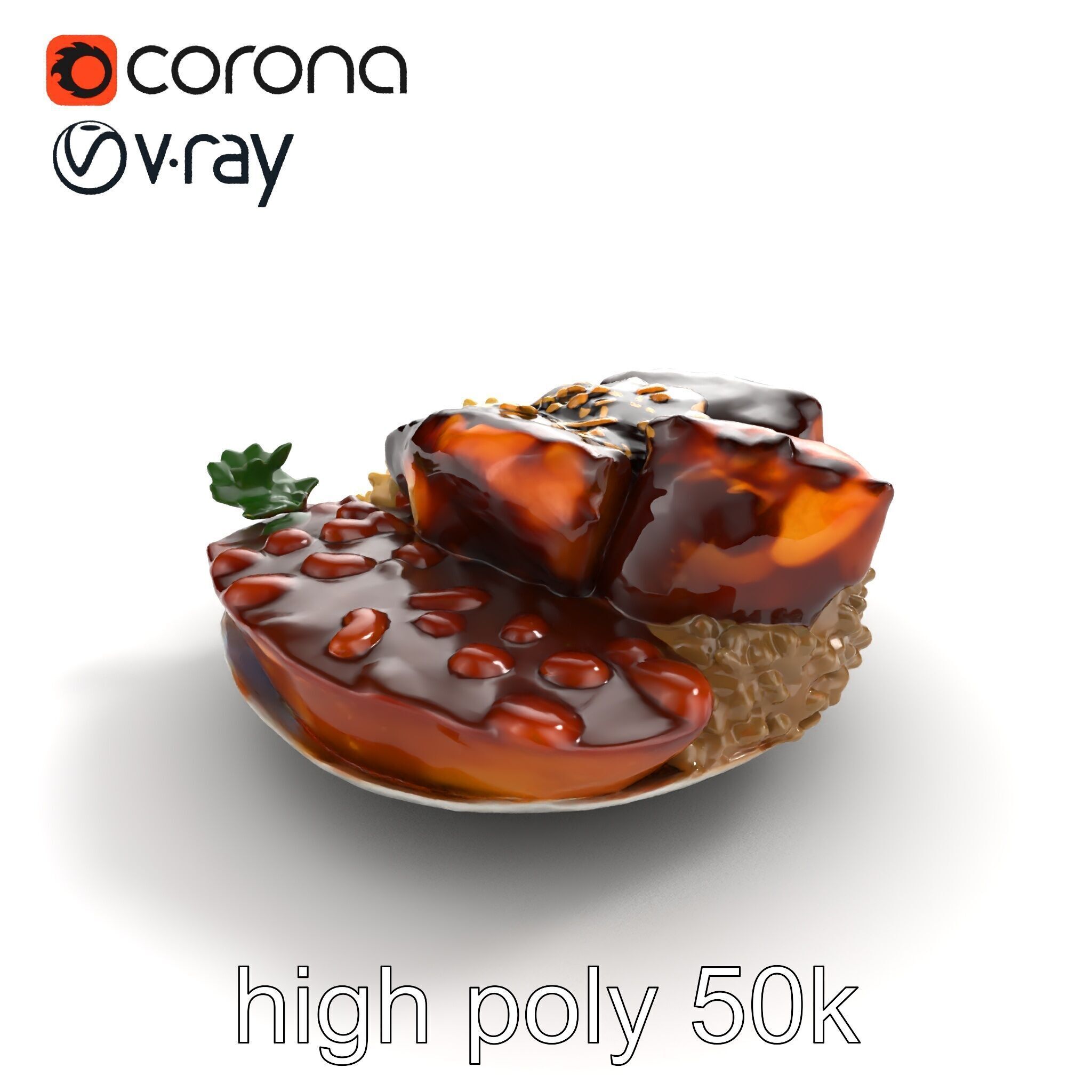 Mole Poblano Plate with Chicken and Sides model pack Low-poly 3D model_15
