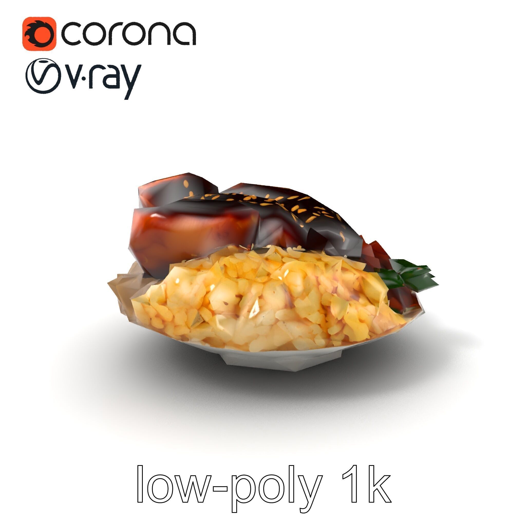 Mole Poblano Plate with Chicken and Sides model pack Low-poly 3D model_5