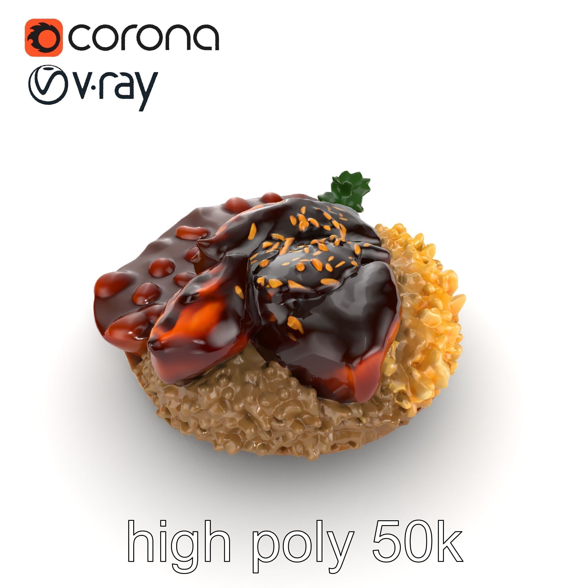 Mole Poblano Plate with Chicken and Sides model pack Low-poly 3D model_20