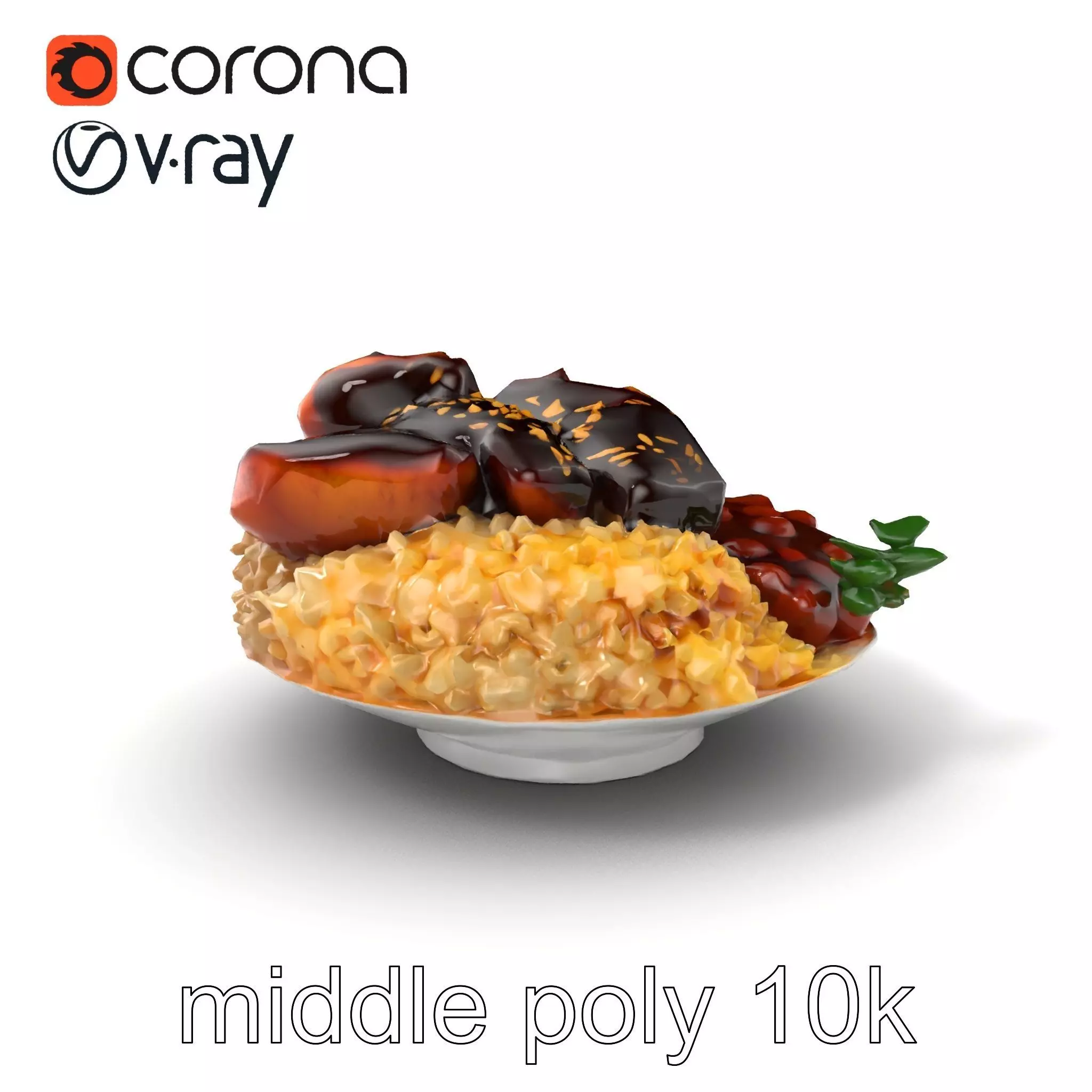Mole Poblano Plate with Chicken and Sides model pack Low-poly 3D model_0
