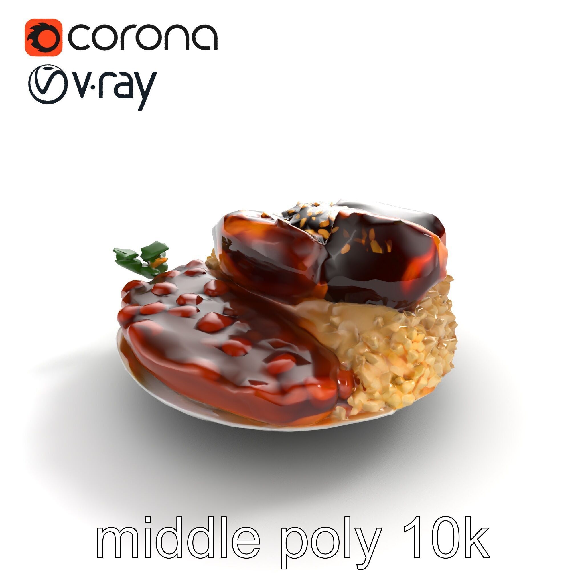 Mole Poblano Plate with Chicken and Sides model pack Low-poly 3D model_8