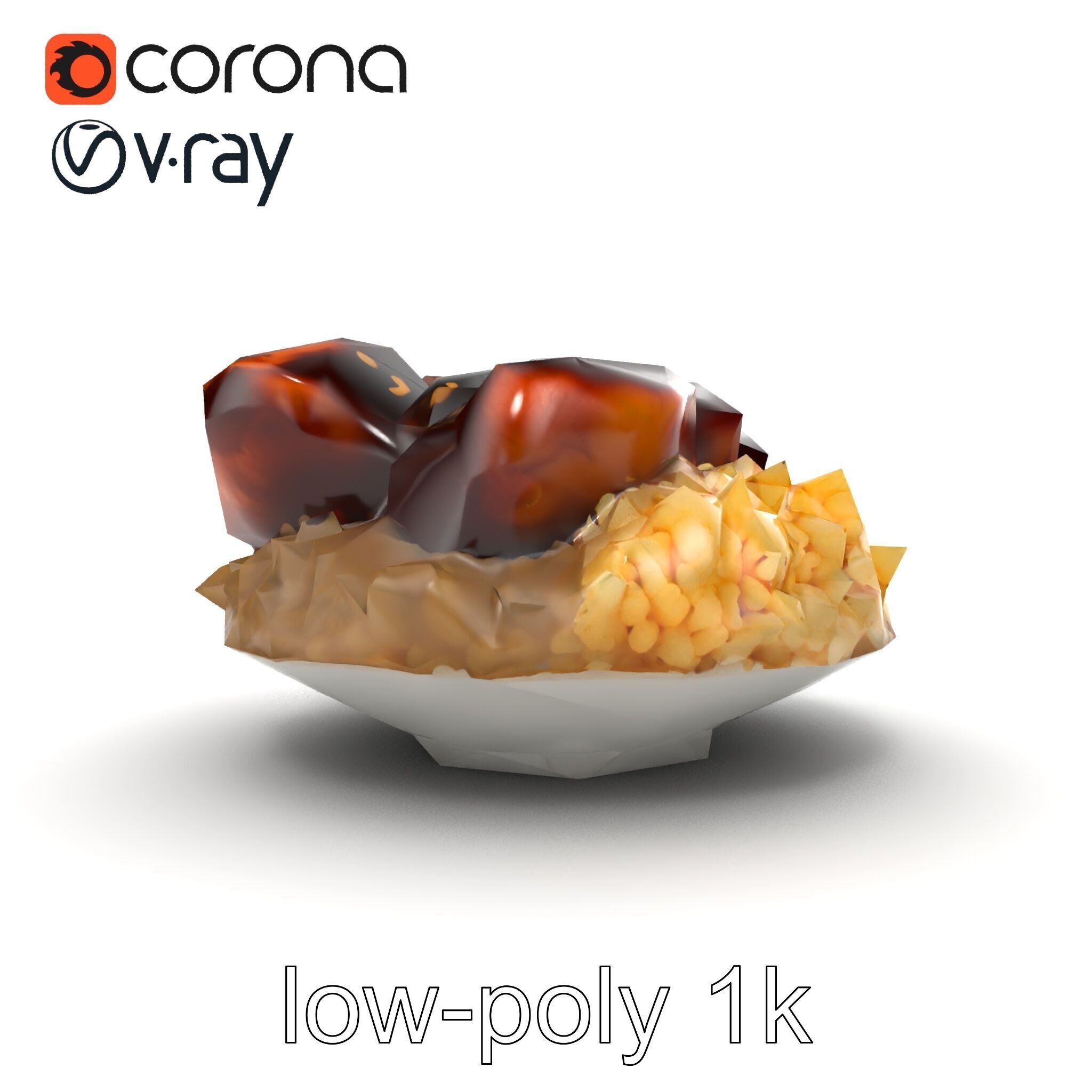 Mole Poblano Plate with Chicken and Sides model pack Low-poly 3D model_17