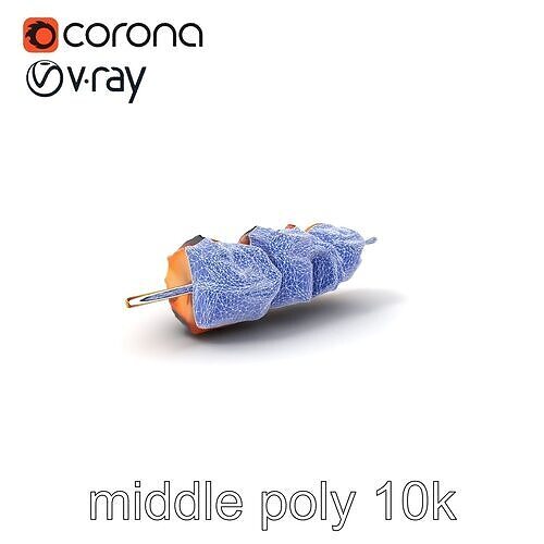 Chargrilled Pork Skewer Model Pack Low-poly 3D model 6