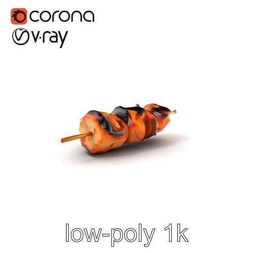 Chargrilled Pork Skewer Model Pack Low-poly 3D model 5
