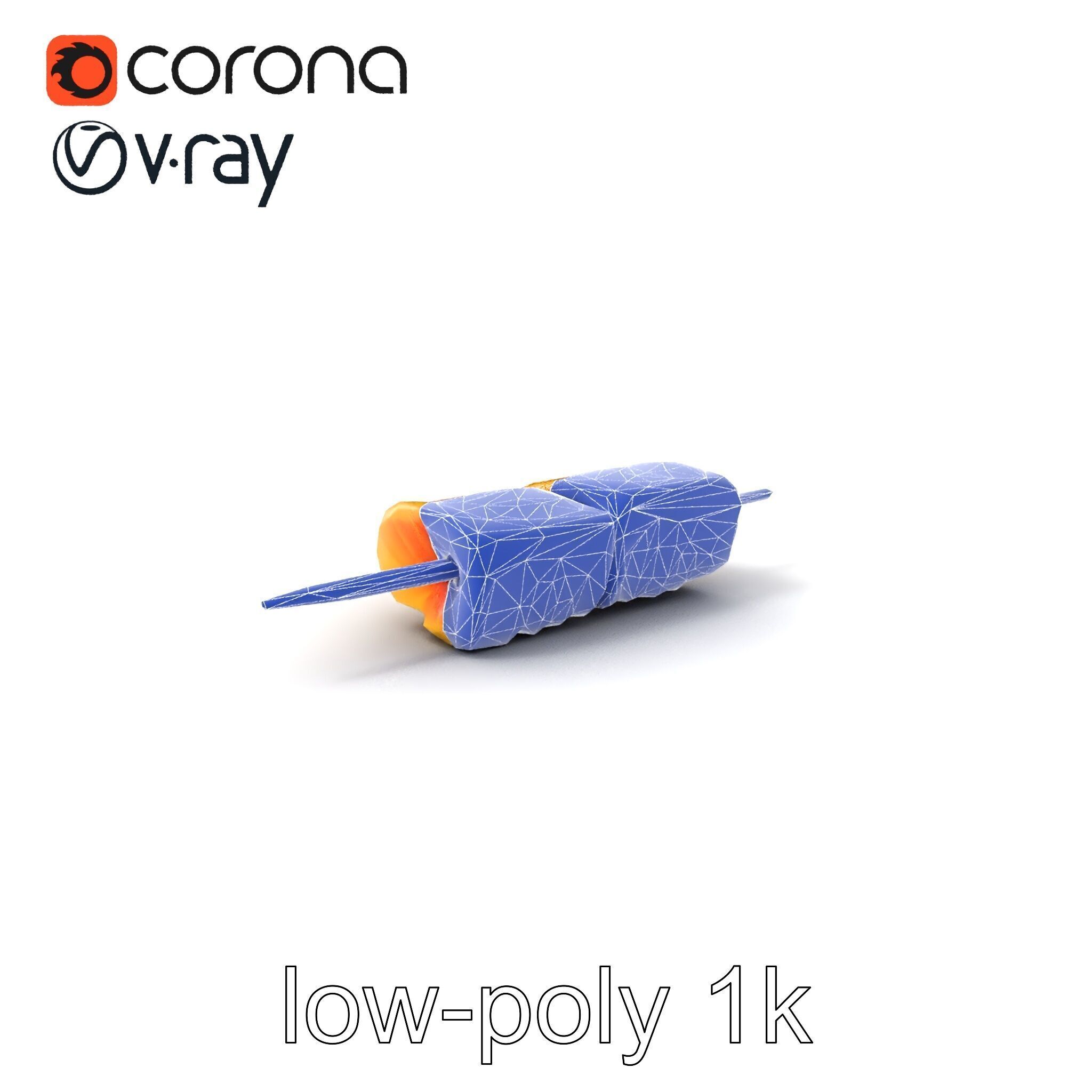 Realistic Salmon Skewer Low-Mid-High Poly model pack Low-poly 3D model_7