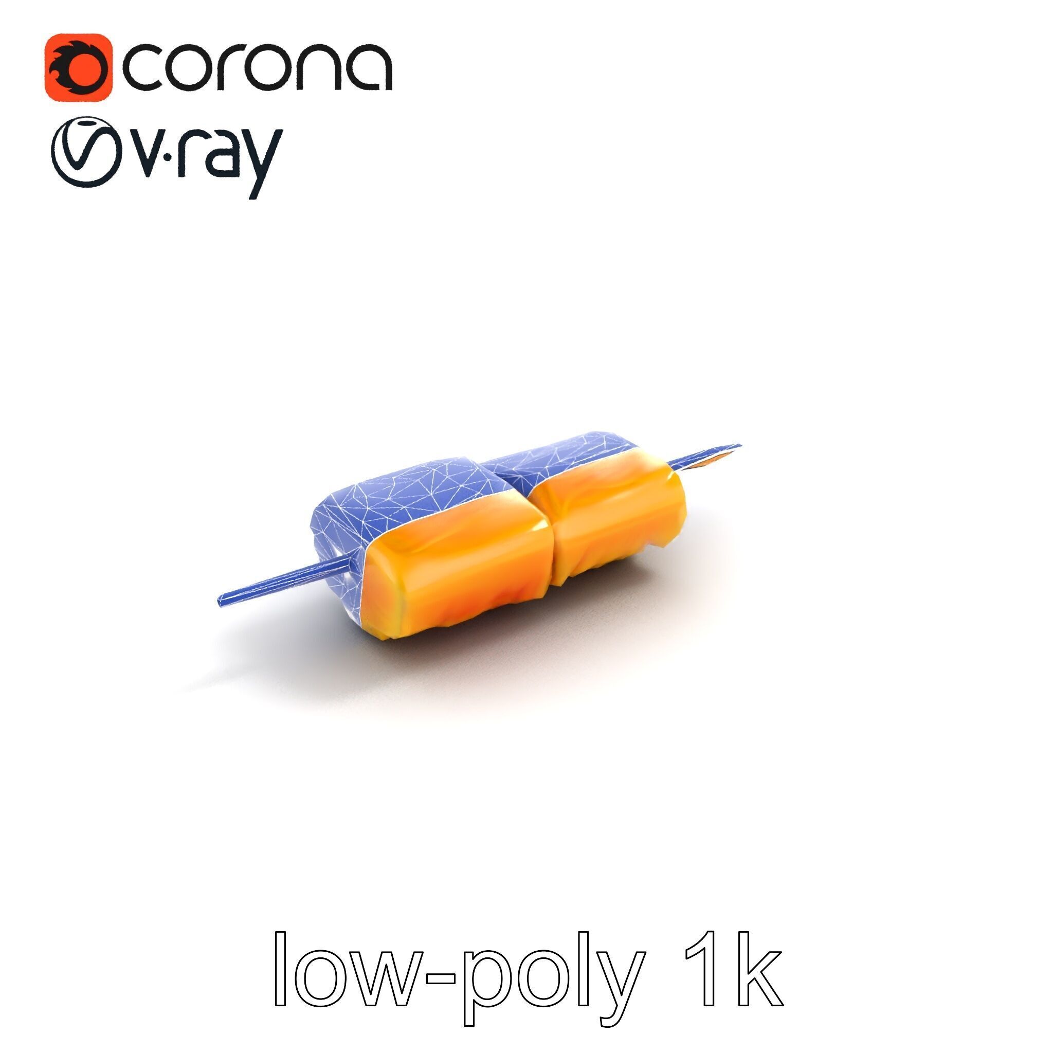 Realistic Salmon Skewer Low-Mid-High Poly model pack Low-poly 3D model_16