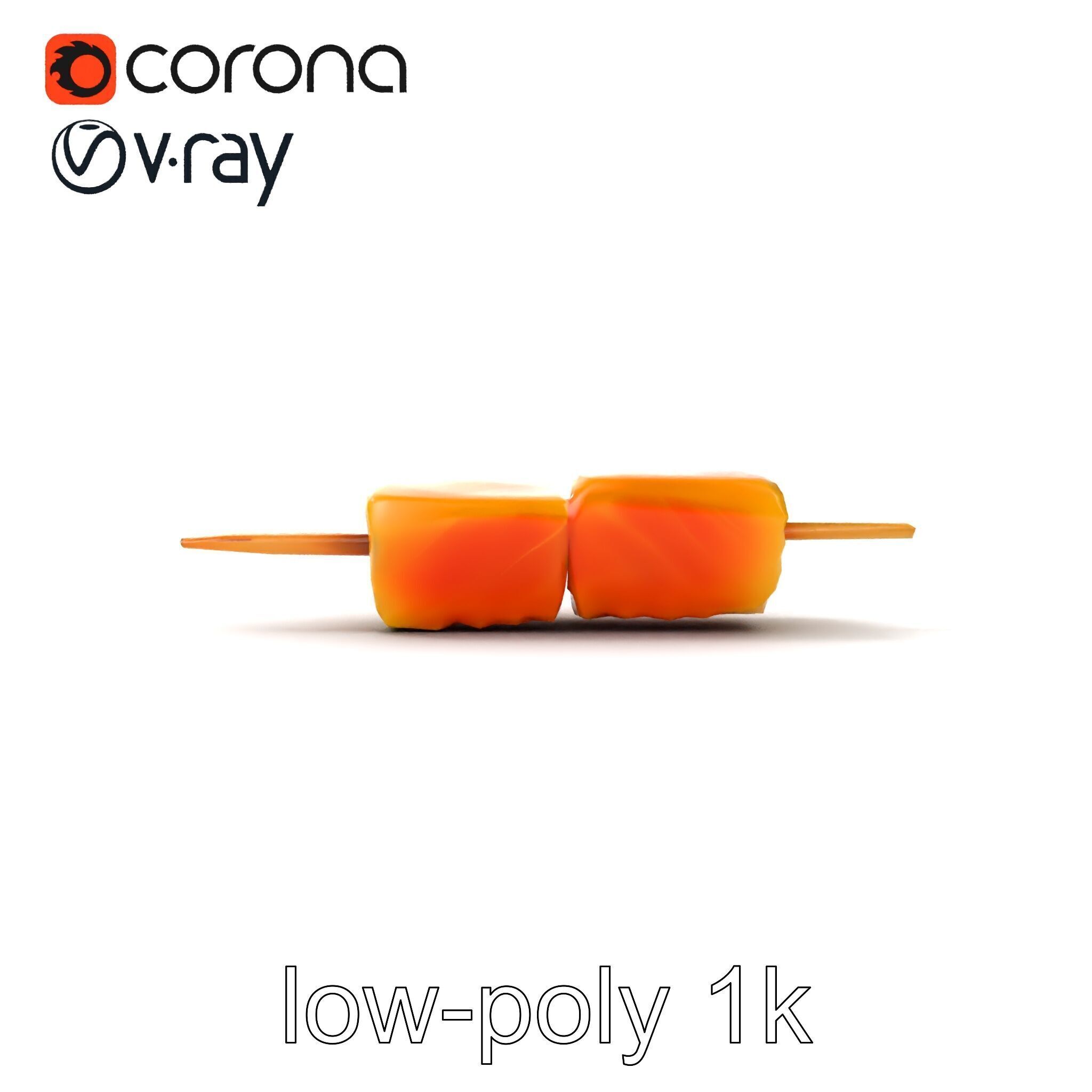 Realistic Salmon Skewer Low-Mid-High Poly model pack Low-poly 3D model_12