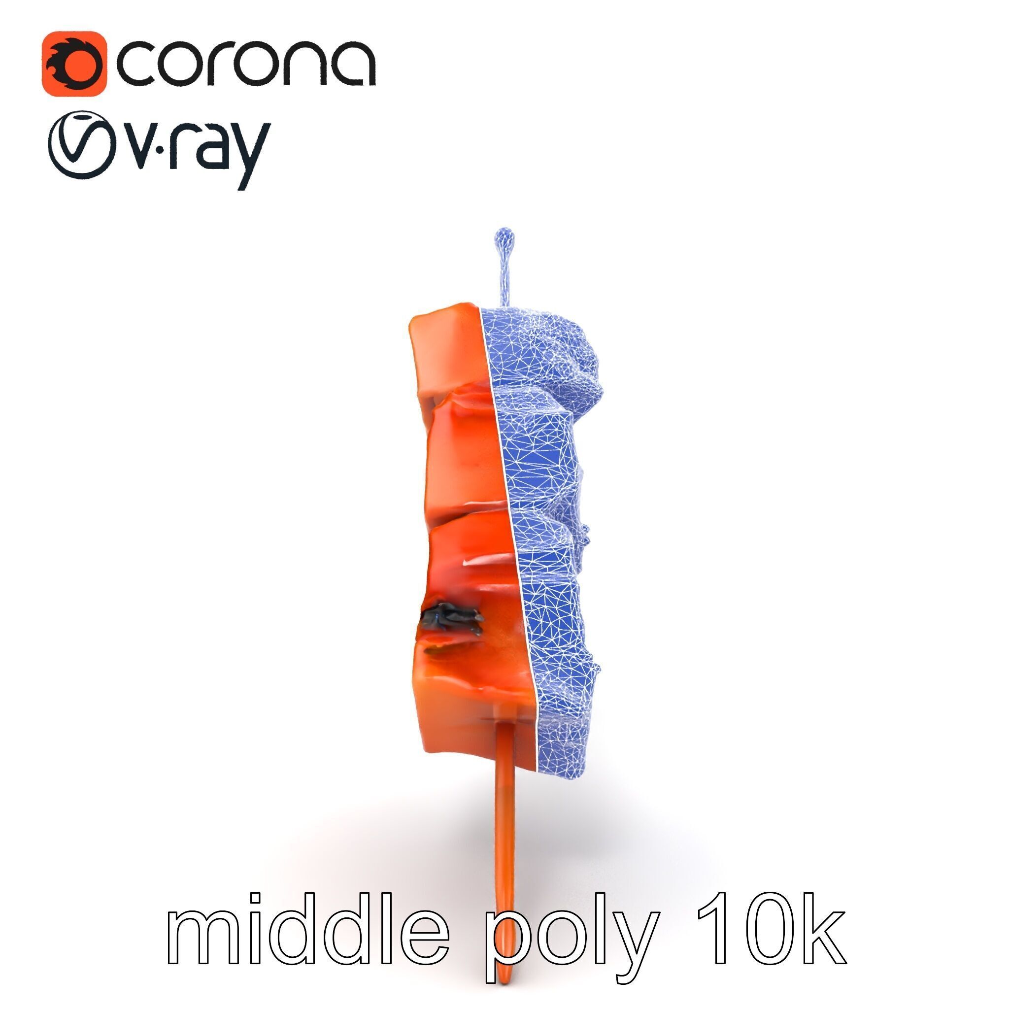 Pork Kebab Lifelike Meat Cuts Model Pack Low-poly 3D model_27