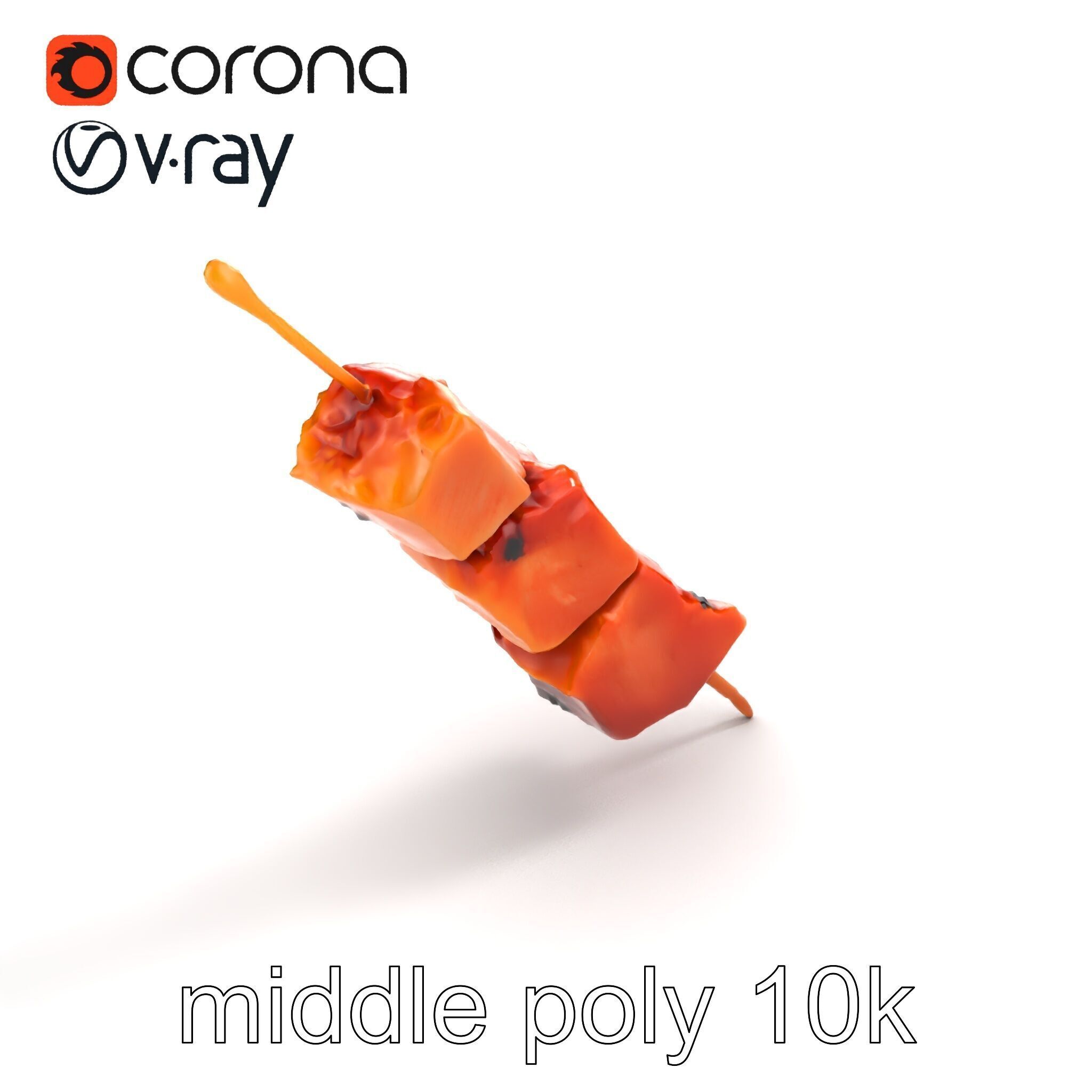 Pork Kebab Lifelike Meat Cuts Model Pack Low-poly 3D model_7