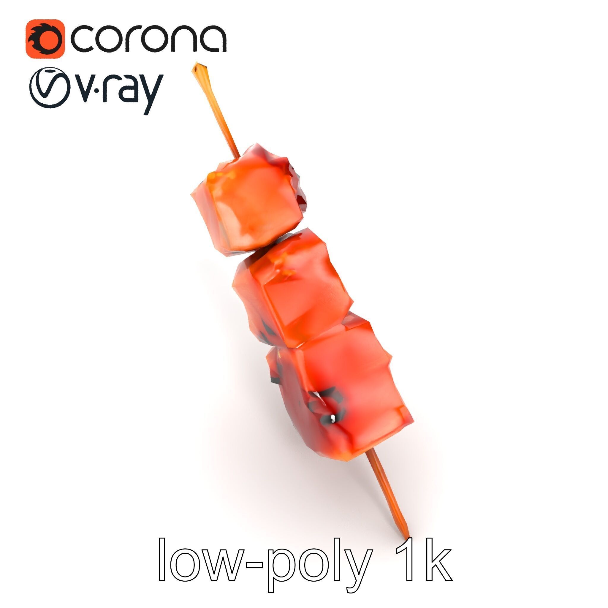 Pork Kebab Lifelike Meat Cuts Model Pack Low-poly 3D model_16