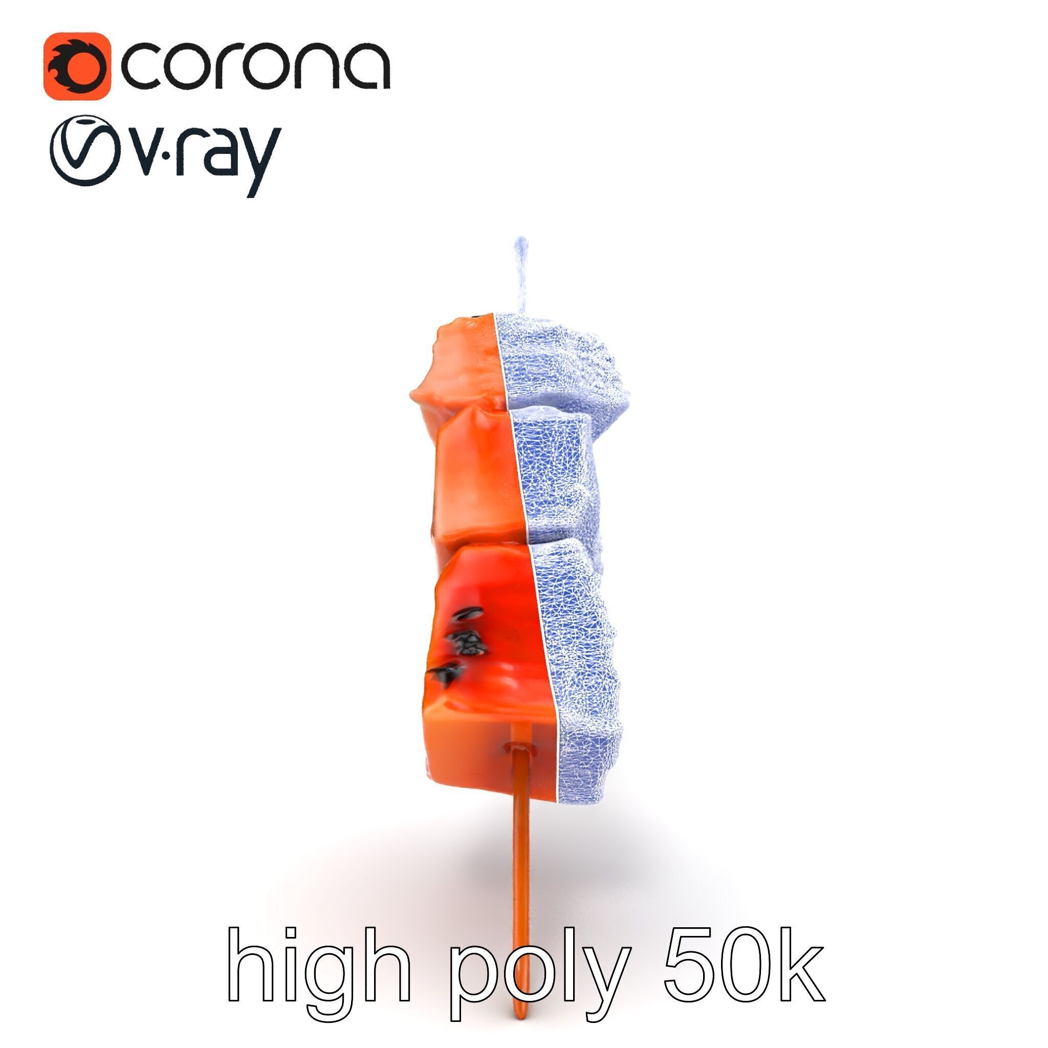 Pork Kebab Lifelike Meat Cuts Model Pack Low-poly 3D model_29