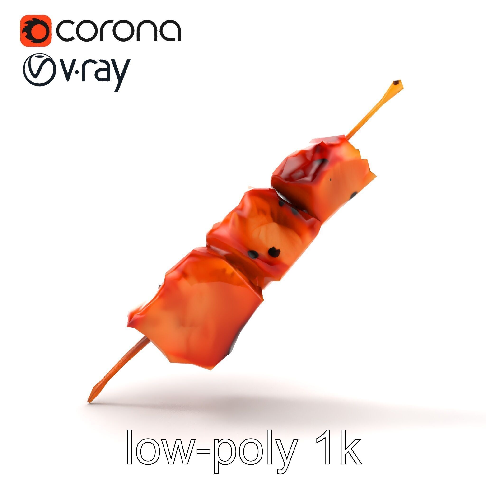 Pork Kebab Lifelike Meat Cuts Model Pack Low-poly 3D model_21