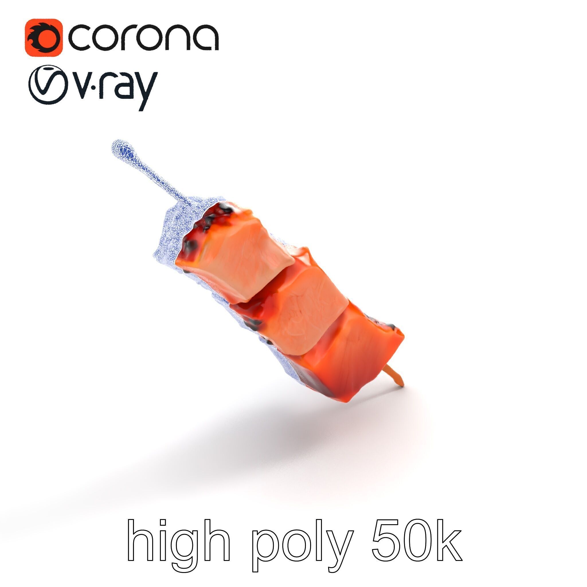 Pork Kebab Lifelike Meat Cuts Model Pack Low-poly 3D model_15