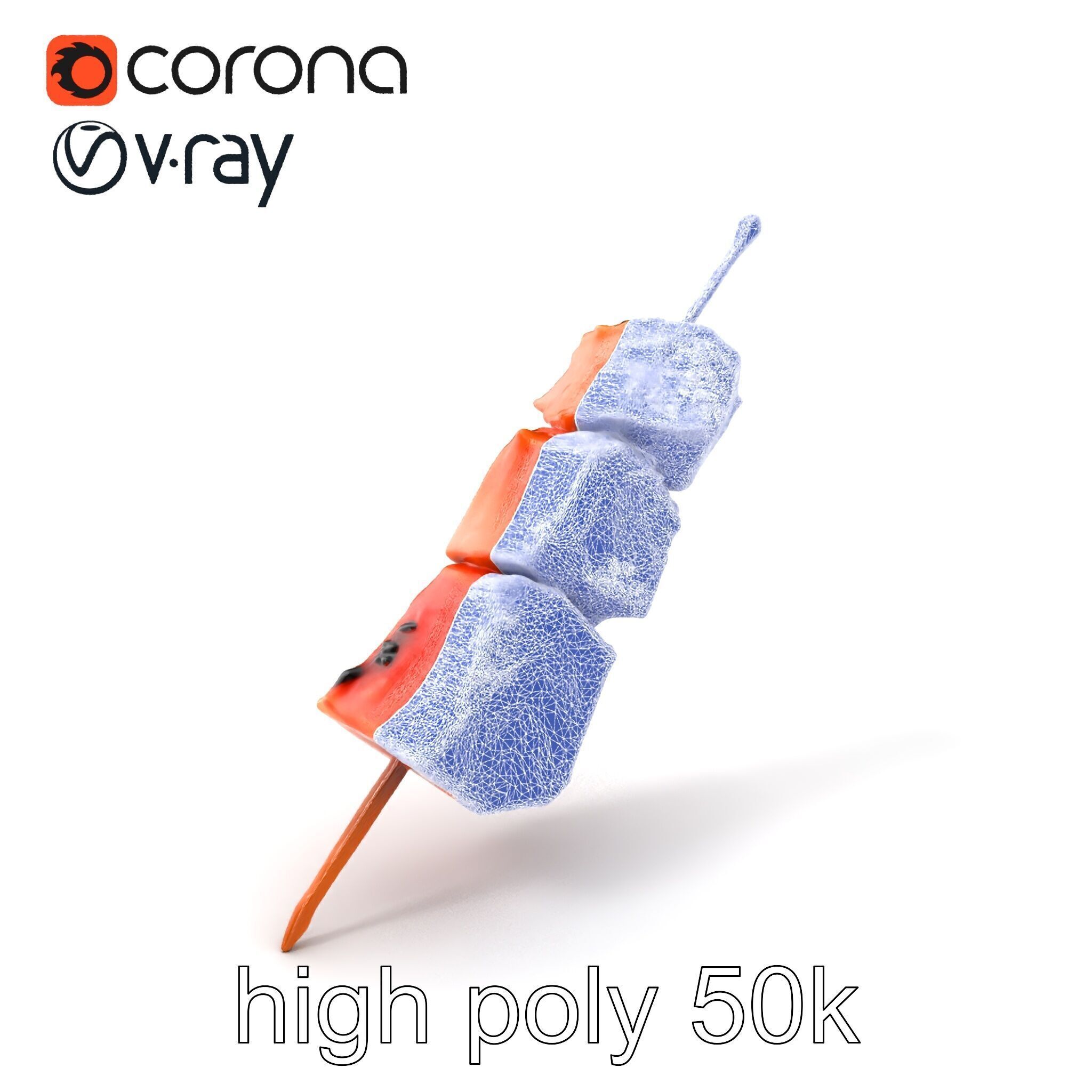 Pork Kebab Lifelike Meat Cuts Model Pack Low-poly 3D model_1