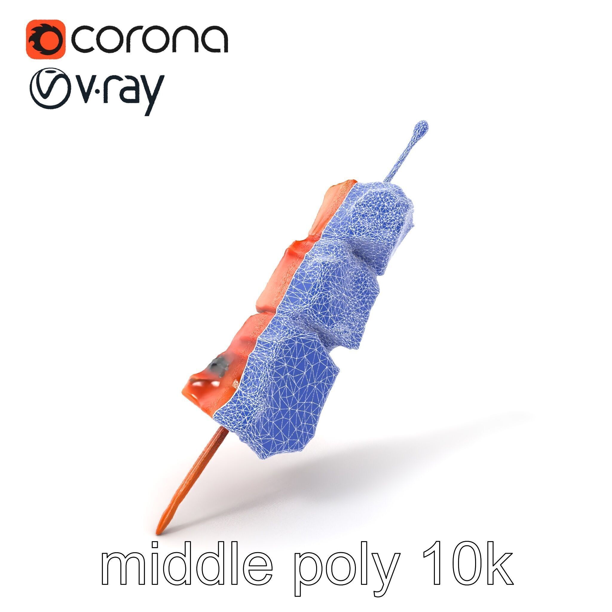 Pork Kebab Lifelike Meat Cuts Model Pack Low-poly 3D model_5