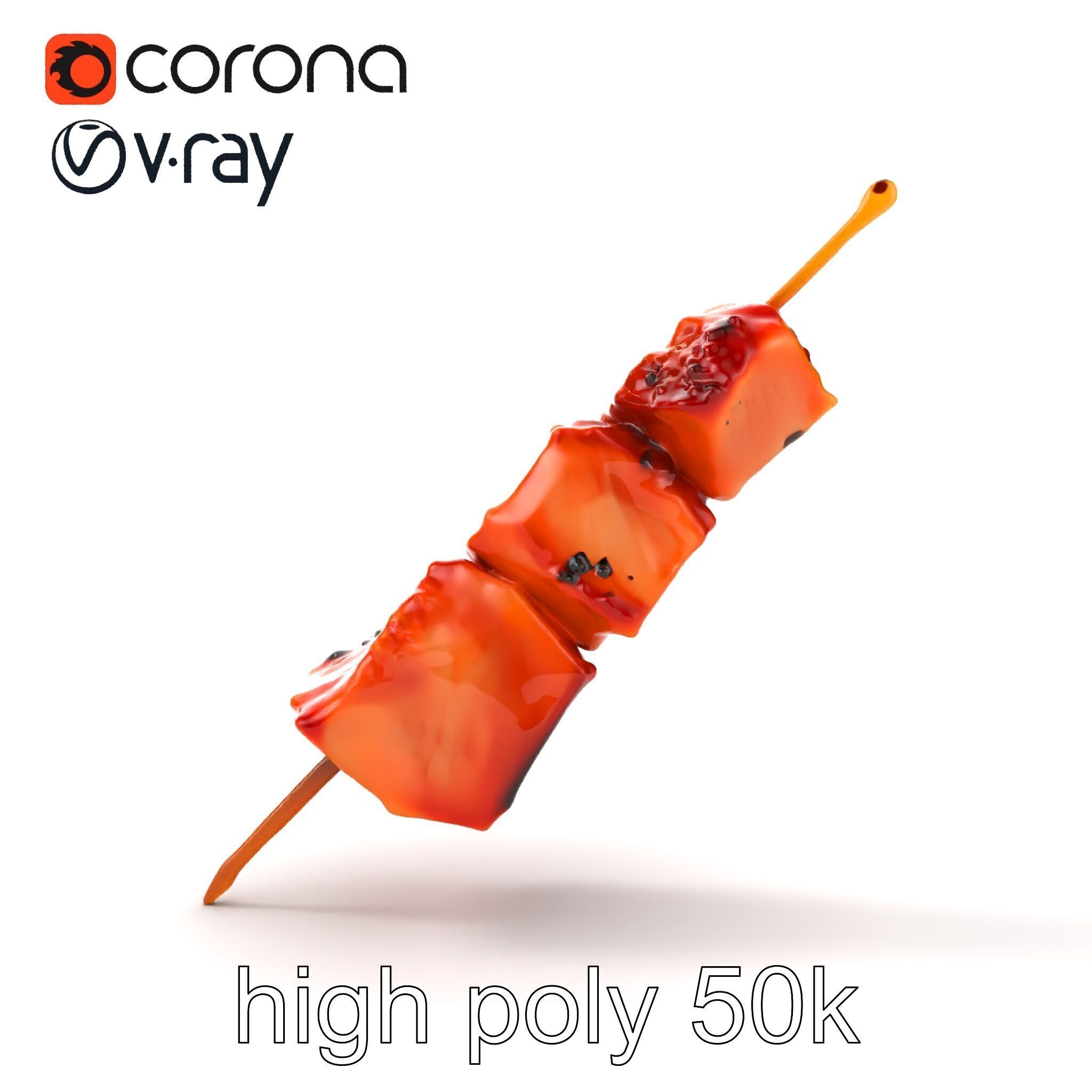 Pork Kebab Lifelike Meat Cuts Model Pack Low-poly 3D model_17