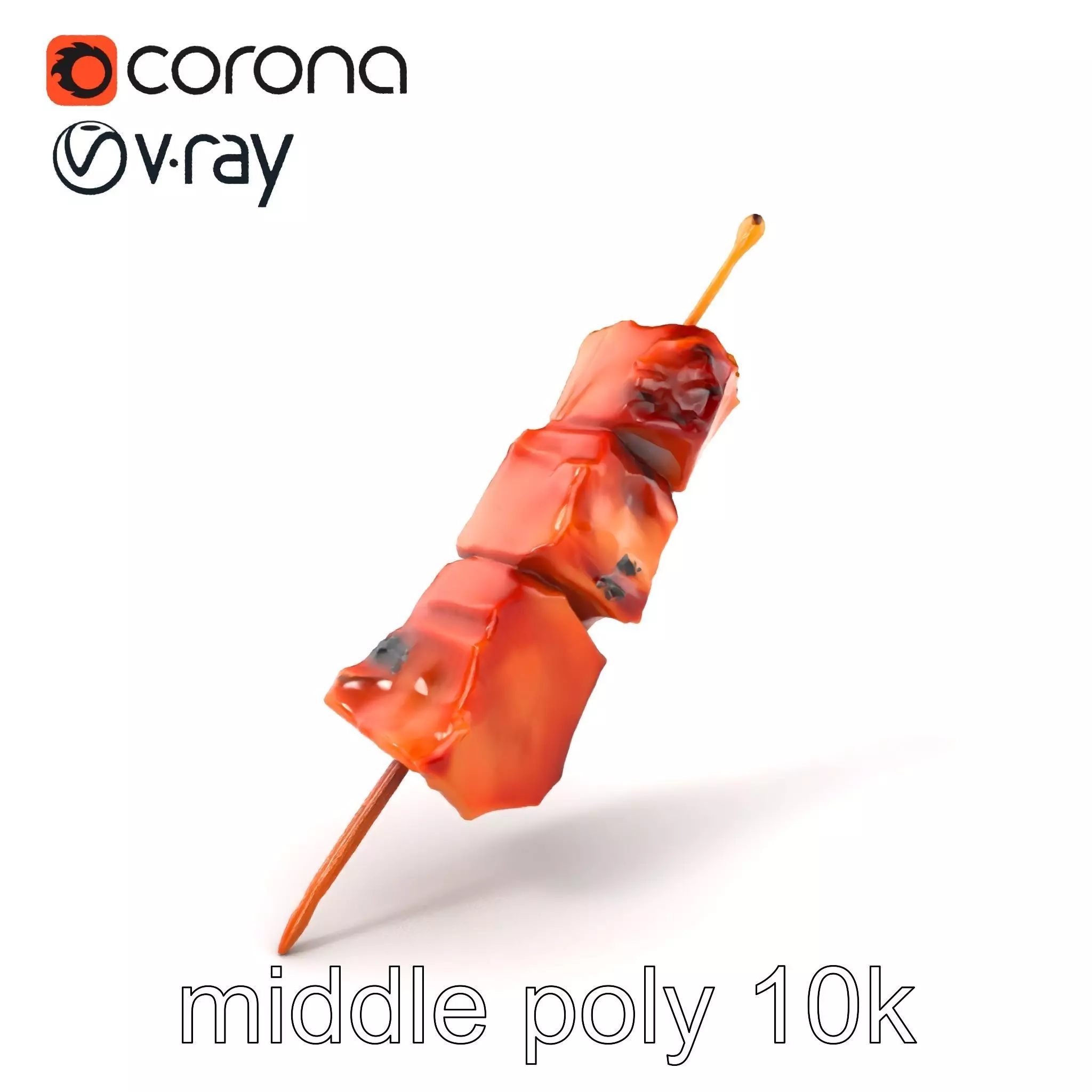Pork Kebab Lifelike Meat Cuts Model Pack Low-poly 3D model_0