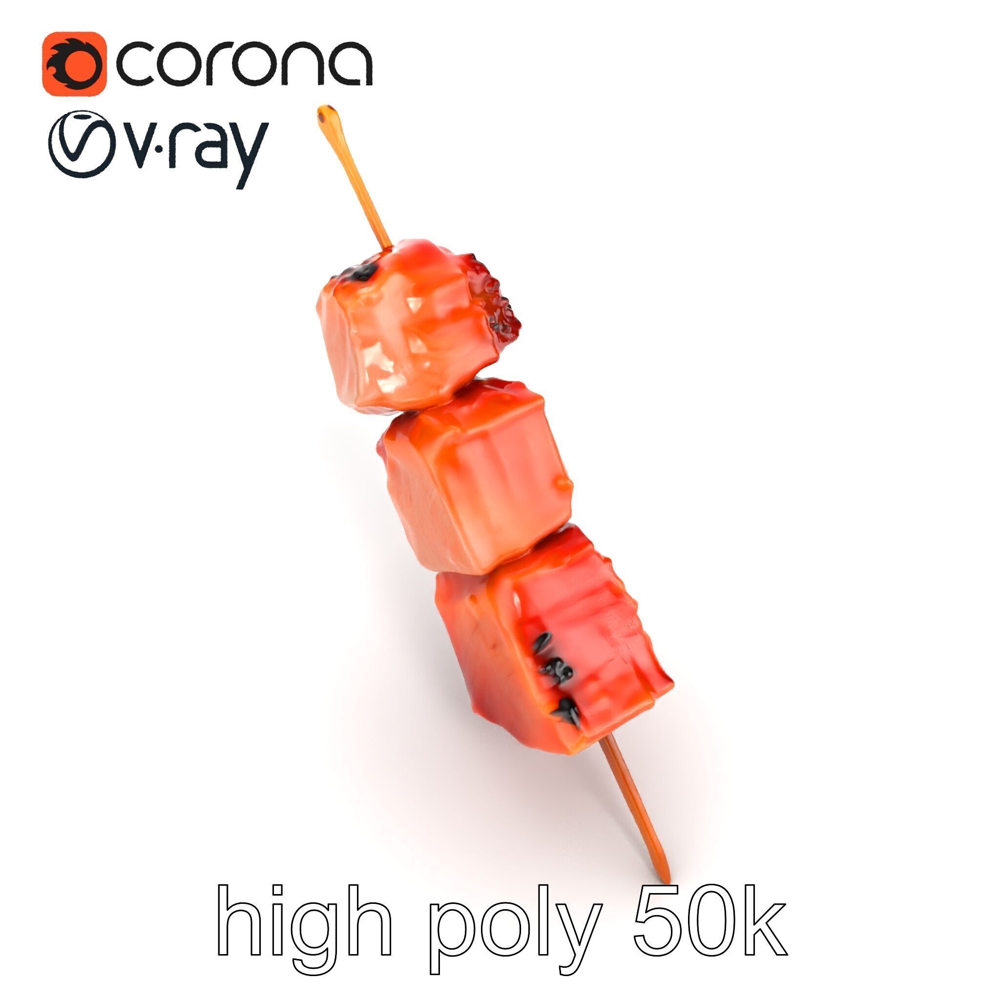 Pork Kebab Lifelike Meat Cuts Model Pack Low-poly 3D model_24