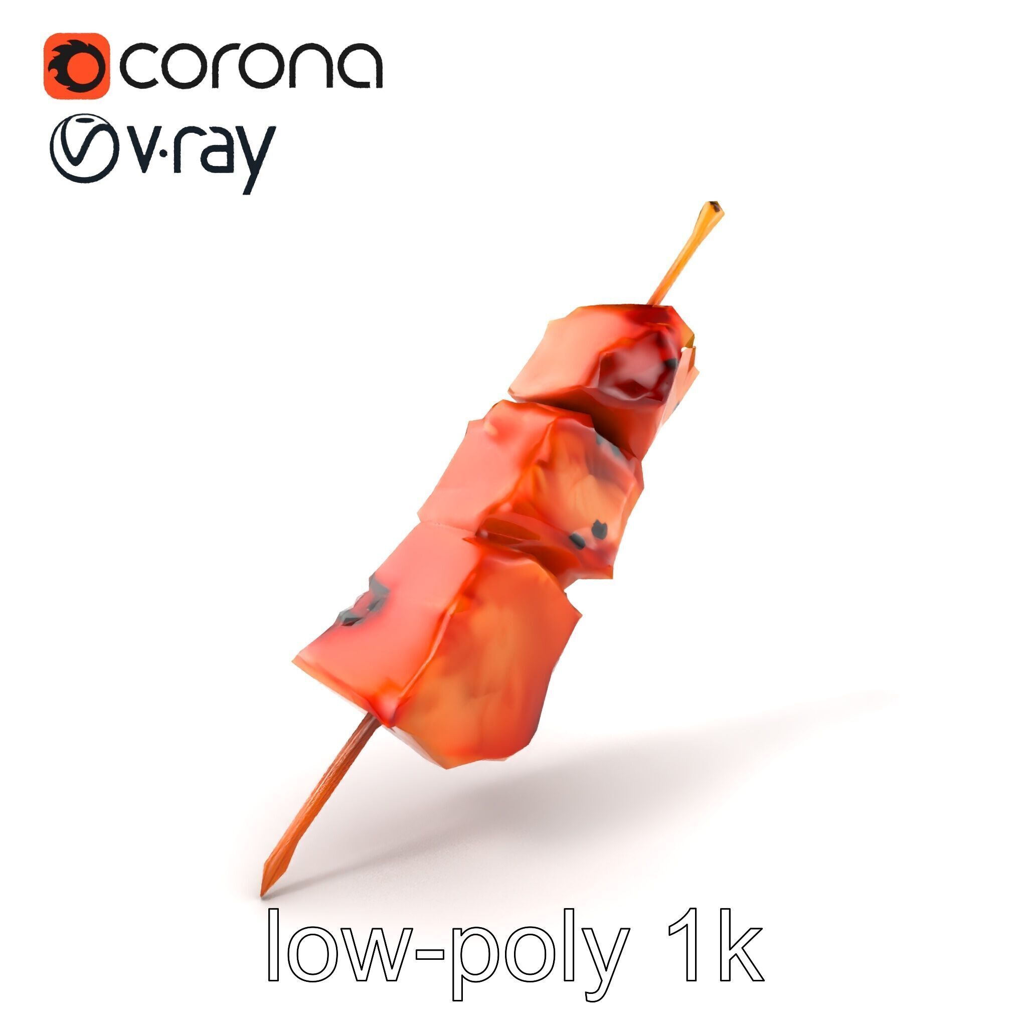 Pork Kebab Lifelike Meat Cuts Model Pack Low-poly 3D model_4