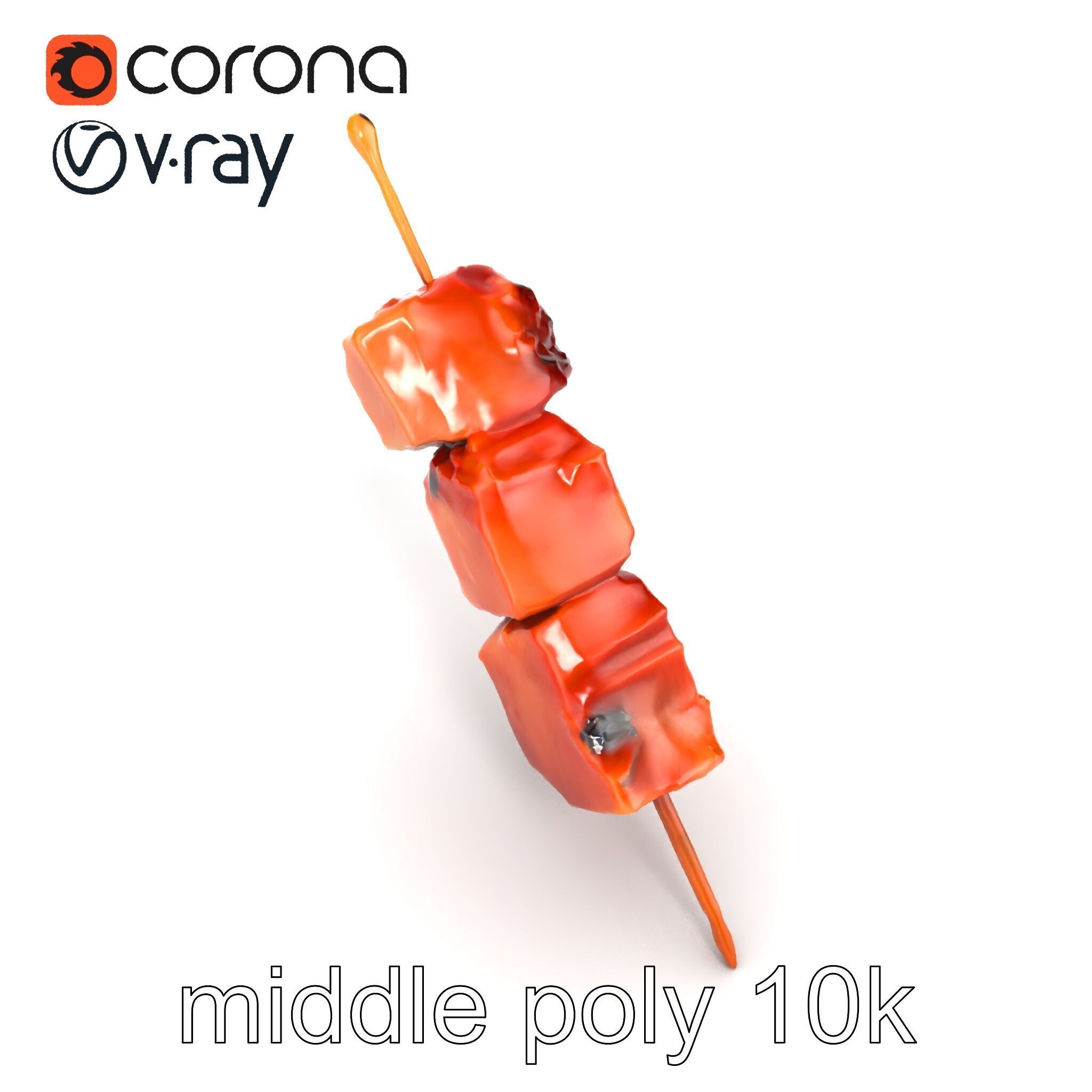 Pork Kebab Lifelike Meat Cuts Model Pack Low-poly 3D model_12