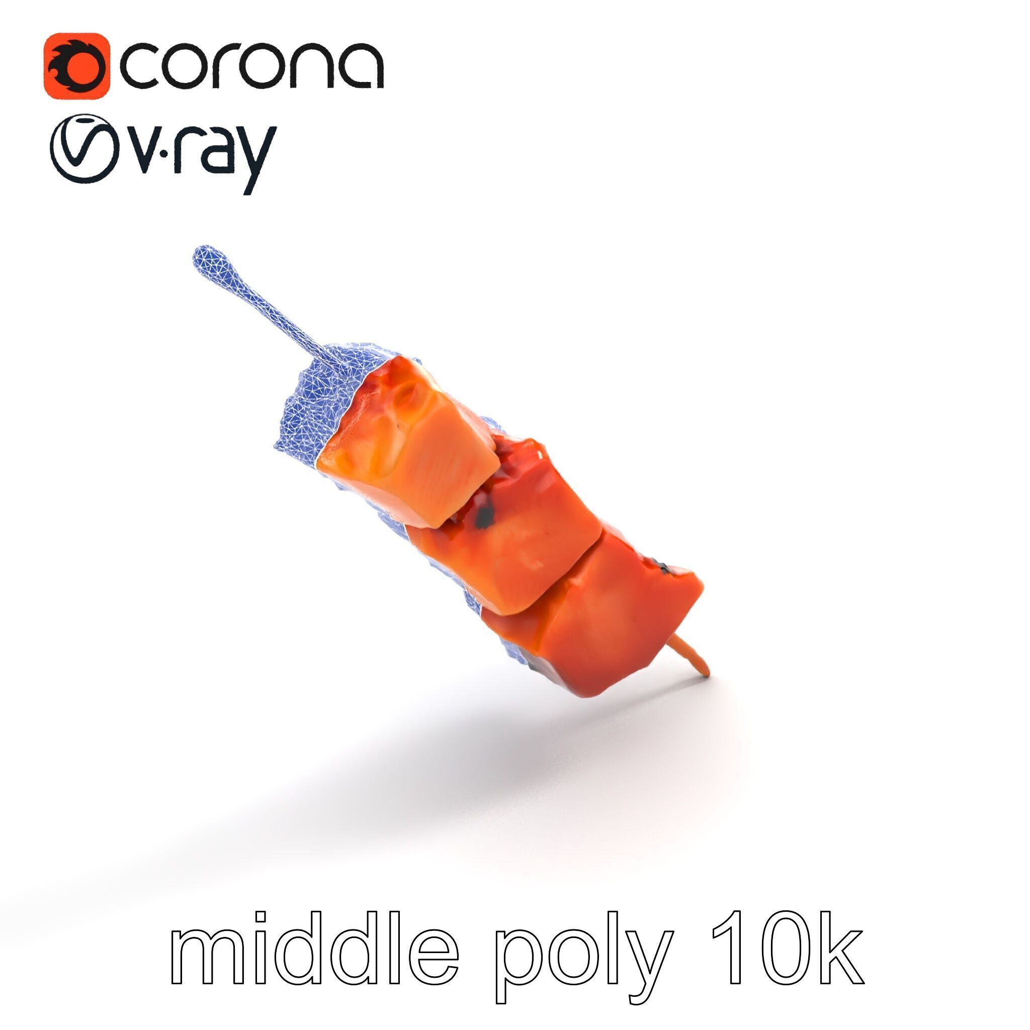 Pork Kebab Lifelike Meat Cuts Model Pack Low-poly 3D model_14