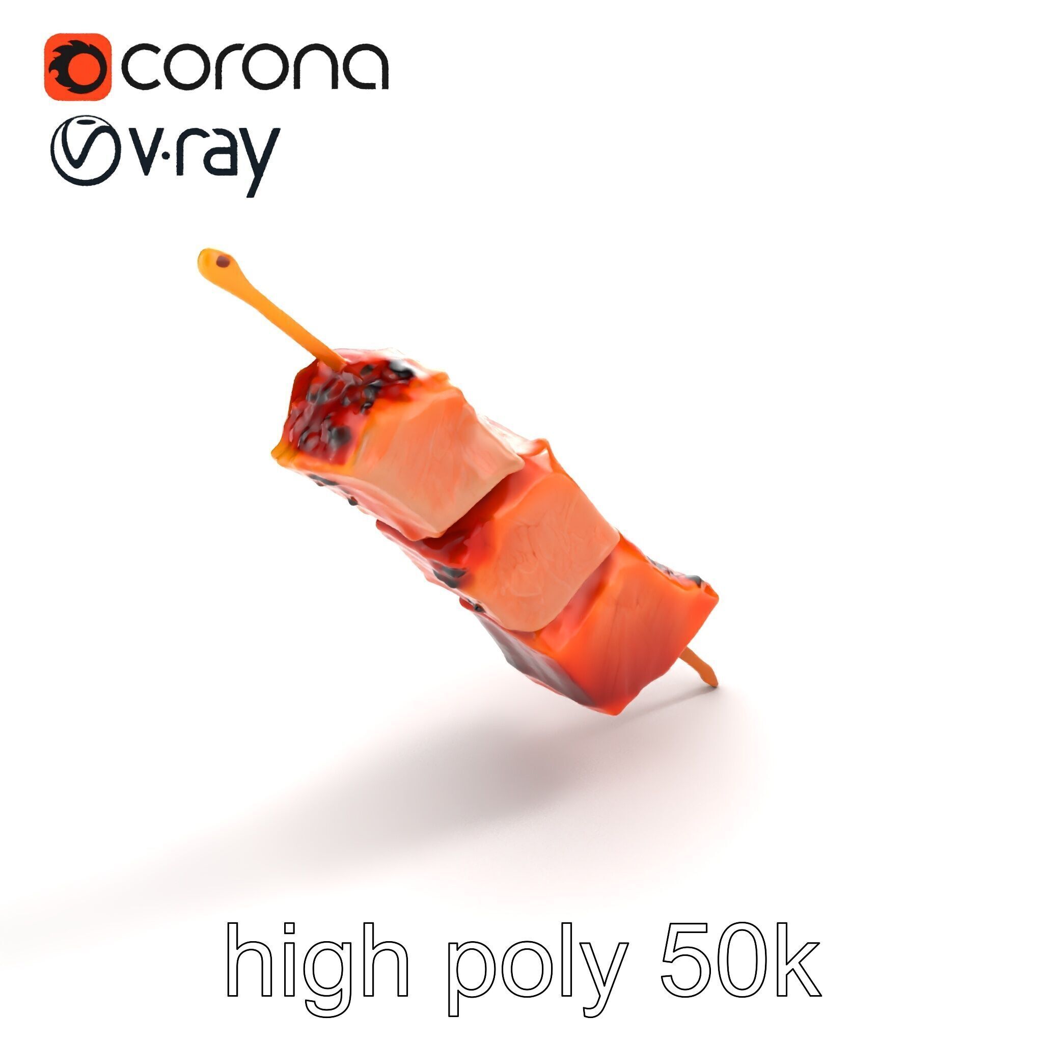 Pork Kebab Lifelike Meat Cuts Model Pack Low-poly 3D model_9