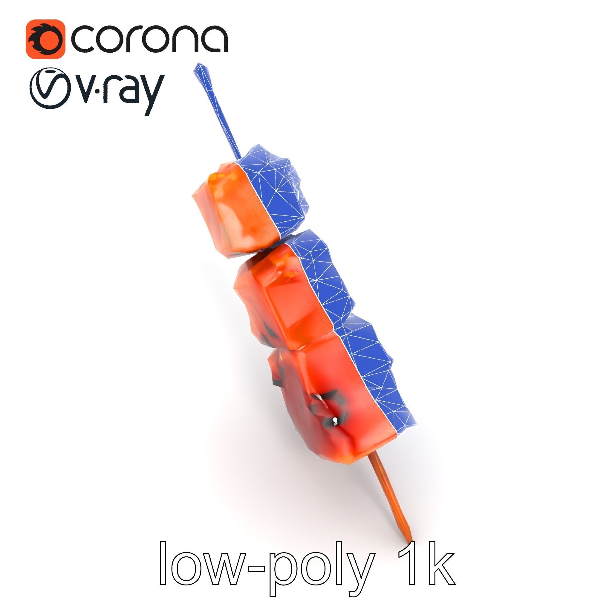 Pork Kebab Lifelike Meat Cuts Model Pack Low-poly 3D model_13