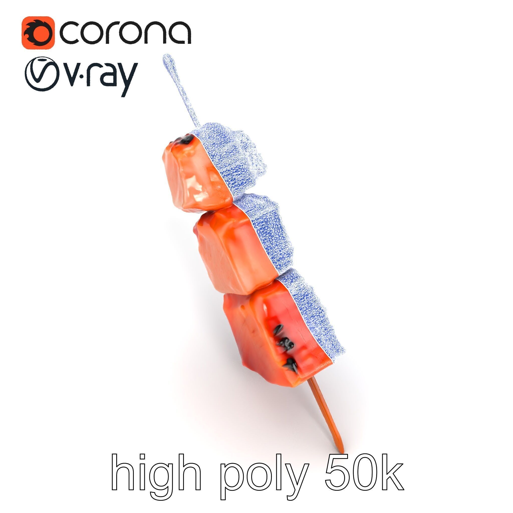 Pork Kebab Lifelike Meat Cuts Model Pack Low-poly 3D model_23