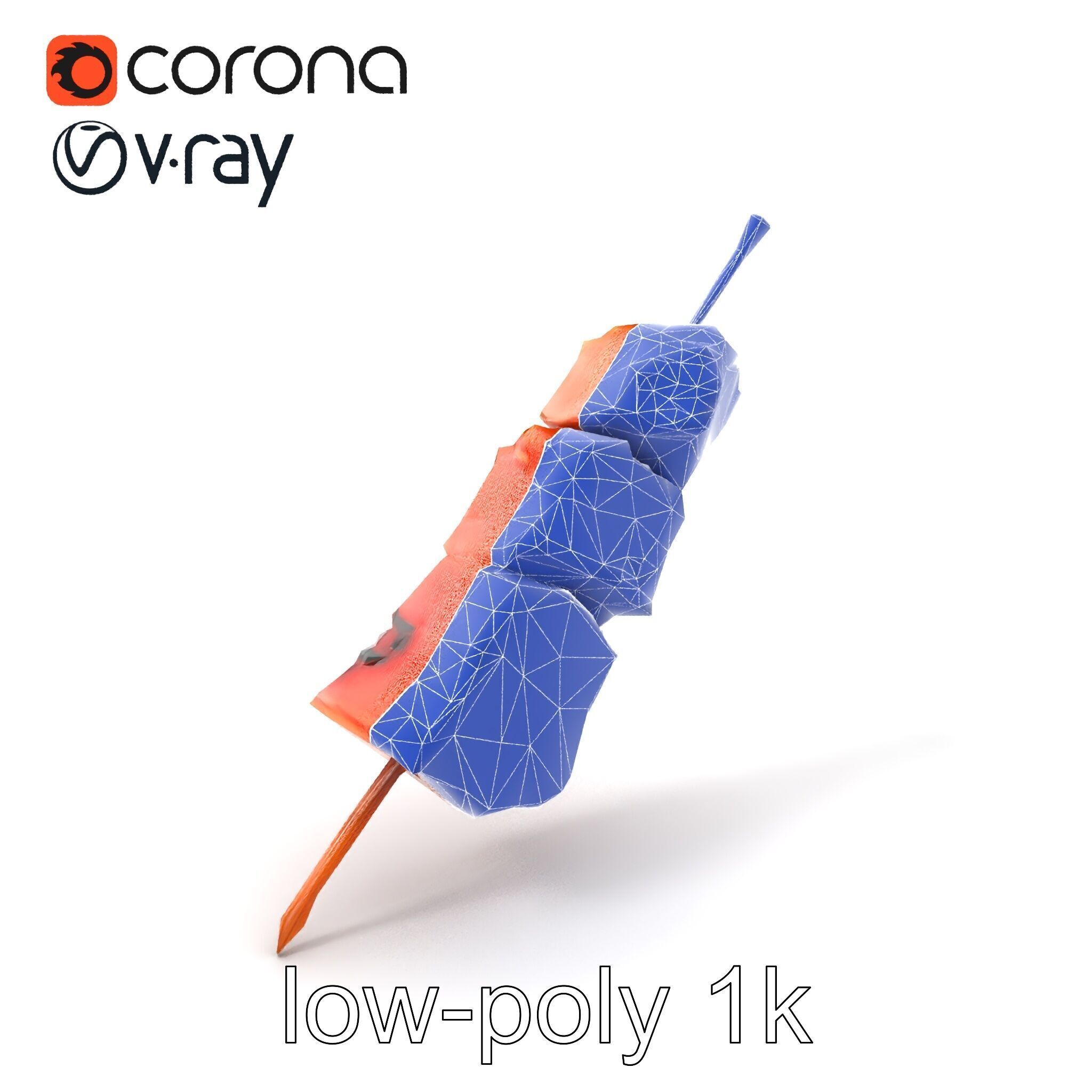 Pork Kebab Lifelike Meat Cuts Model Pack Low-poly 3D model_6