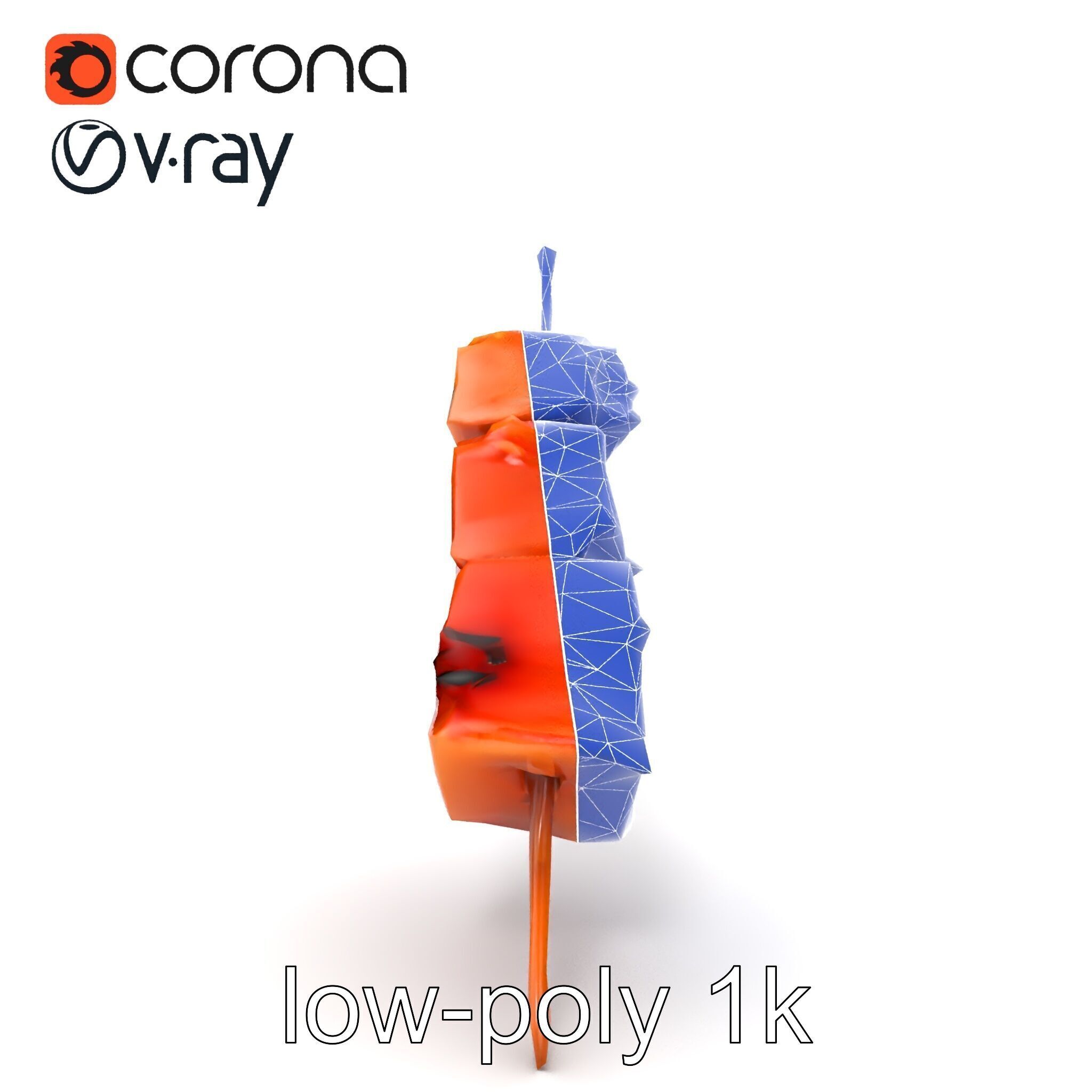 Pork Kebab Lifelike Meat Cuts Model Pack Low-poly 3D model_18