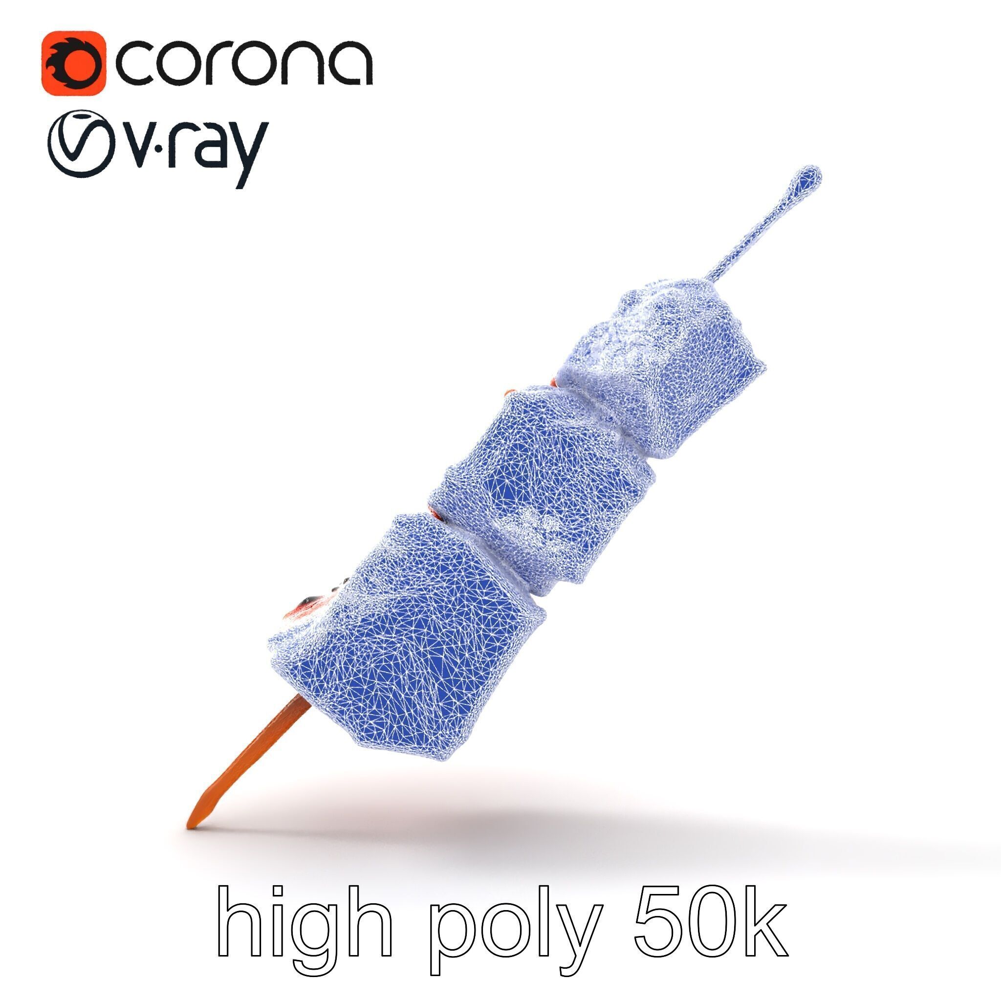 Pork Kebab Lifelike Meat Cuts Model Pack Low-poly 3D model_25